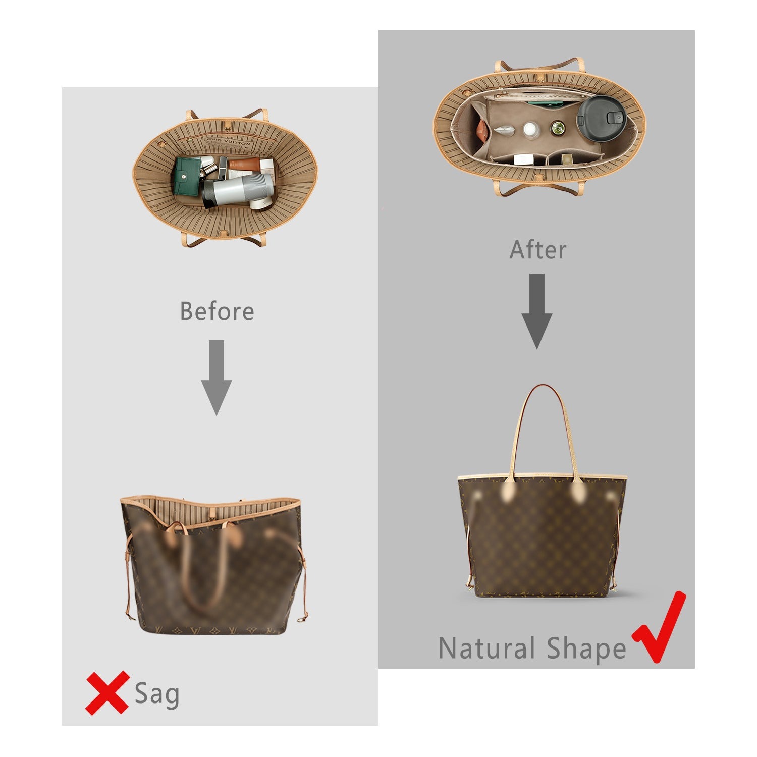 Knödel-Design Handtaschen-Organizer-Einsatz für Handtasche und Tote Bag-Formformer – Passt für Speedy, Neverfull, 6 Größen product image 7