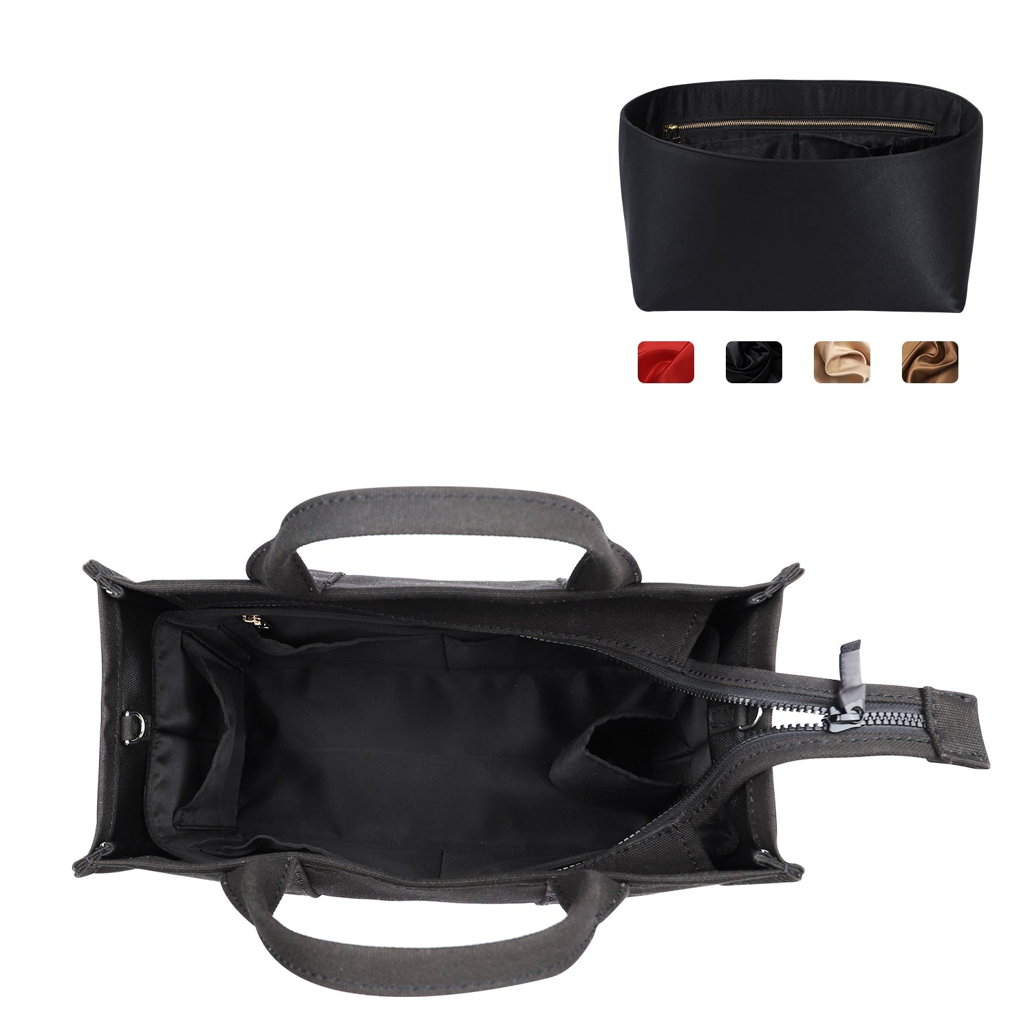 Seidiger Taschenorganizer-Einsatz für Handtaschen mit Reißverschluss – Passend für LV Neverfull, Speedy, Onthego, Artsy, Tote – 6 Größen product image 8