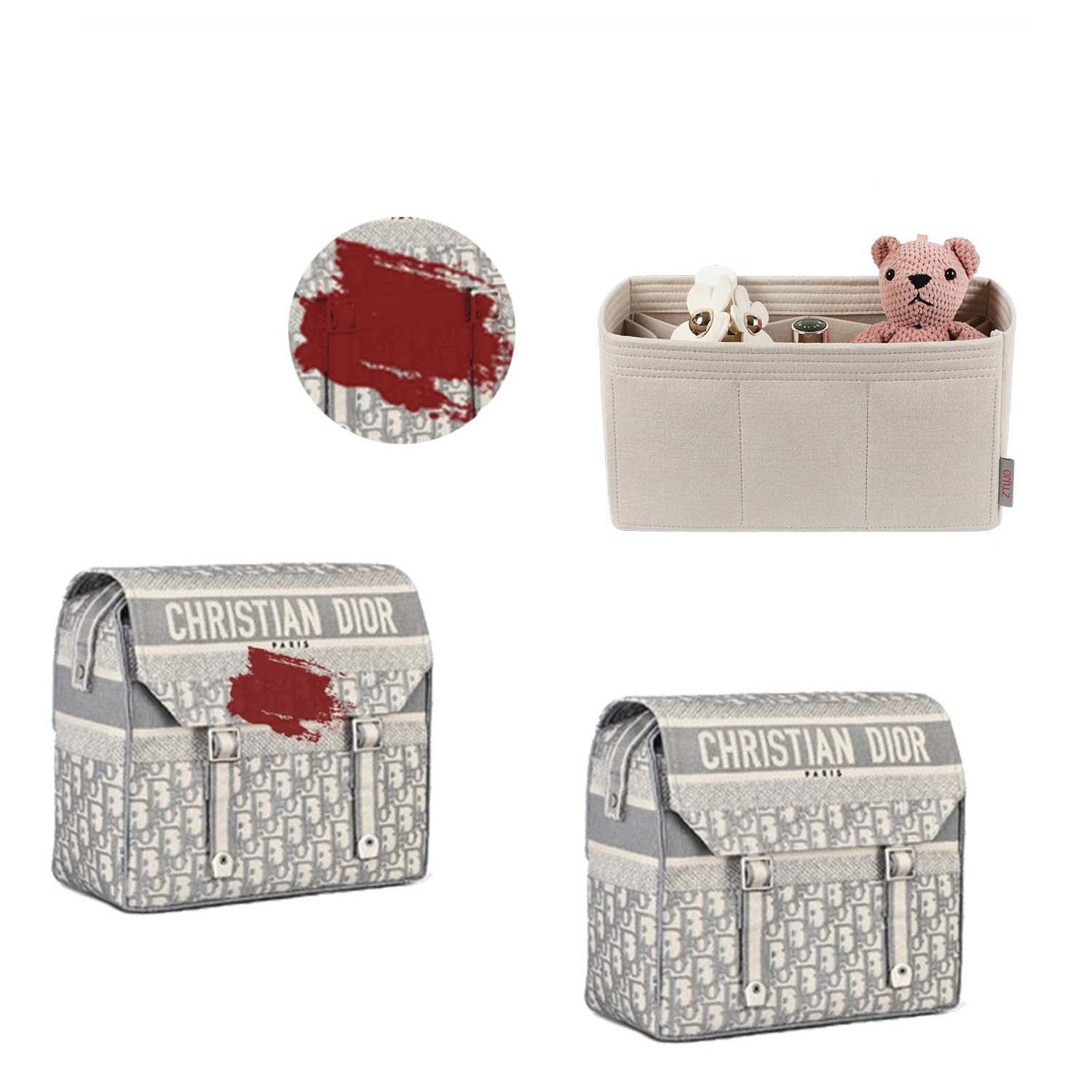 Einsatz für Dior Camp Bag – 7-taschiger Filzeinsatz, Warmgrau oder individuell product image 4