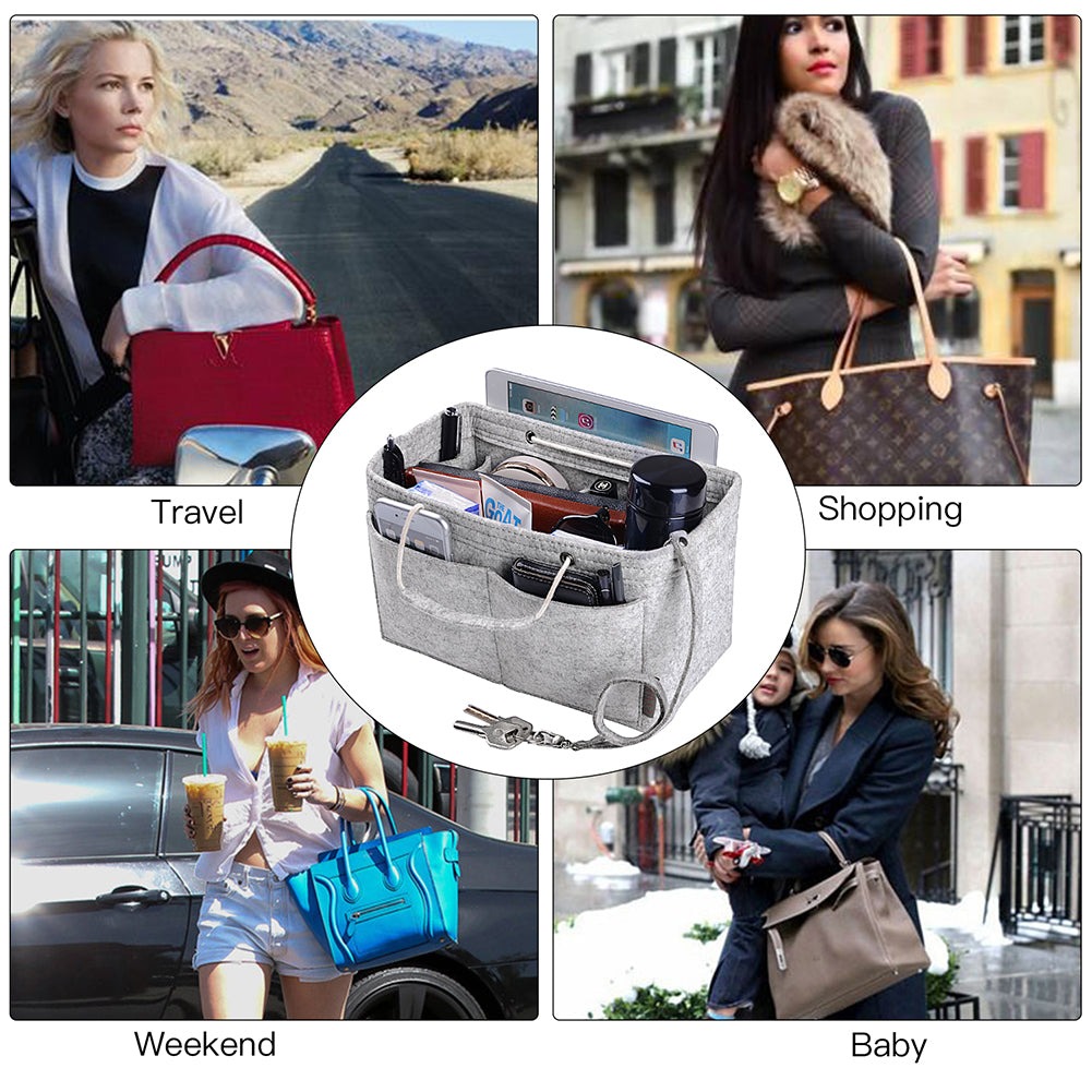 Mehrfachtaschen-Filz-Organizer für Handtaschen mit Griffen – Passend für LV Speedy 30, 35 & Neverfull MM (Medium/Large) product image 7