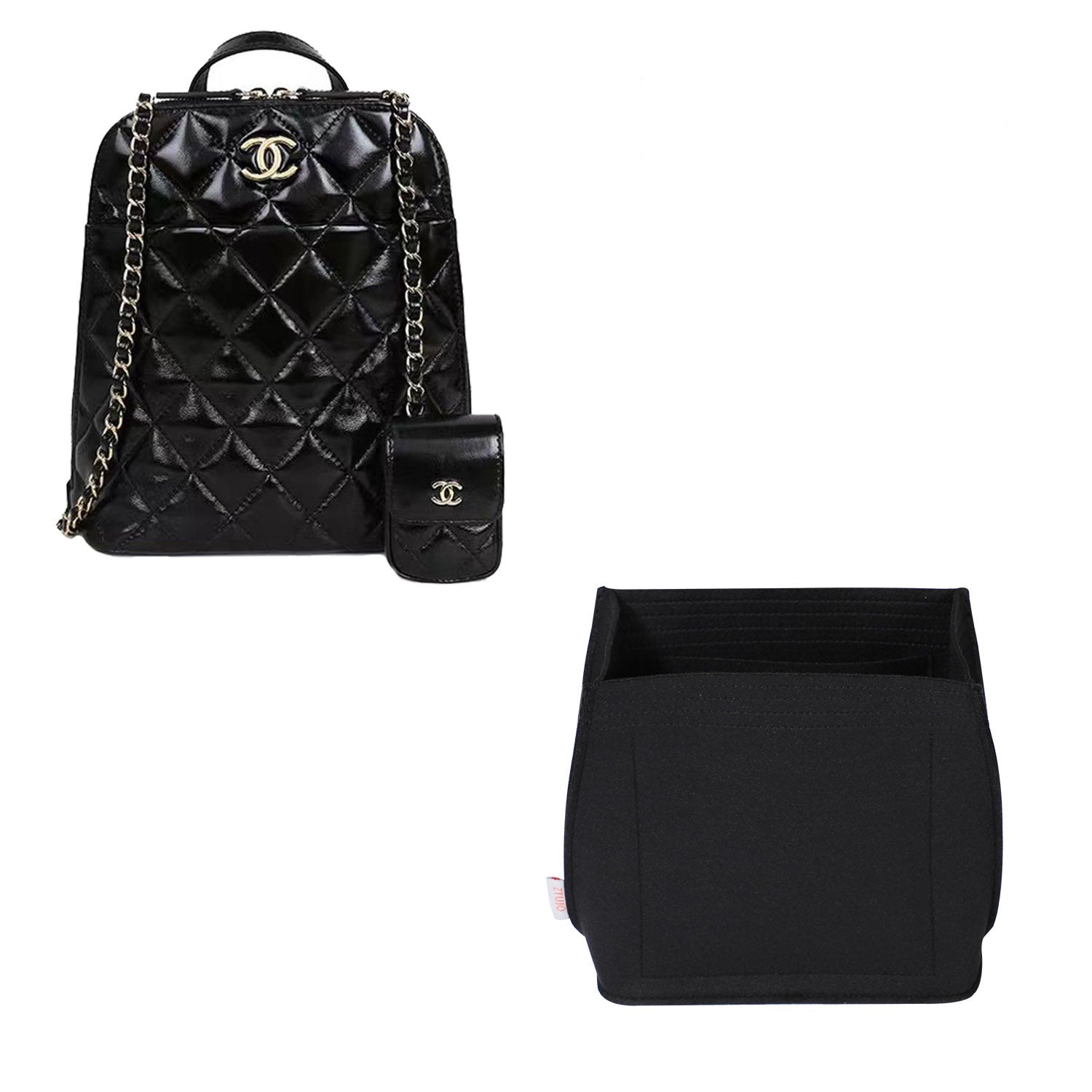 Premium Geldbörsen-Organizer für Chanel 22A Rucksack – Schwarz / Individuelle Farbe