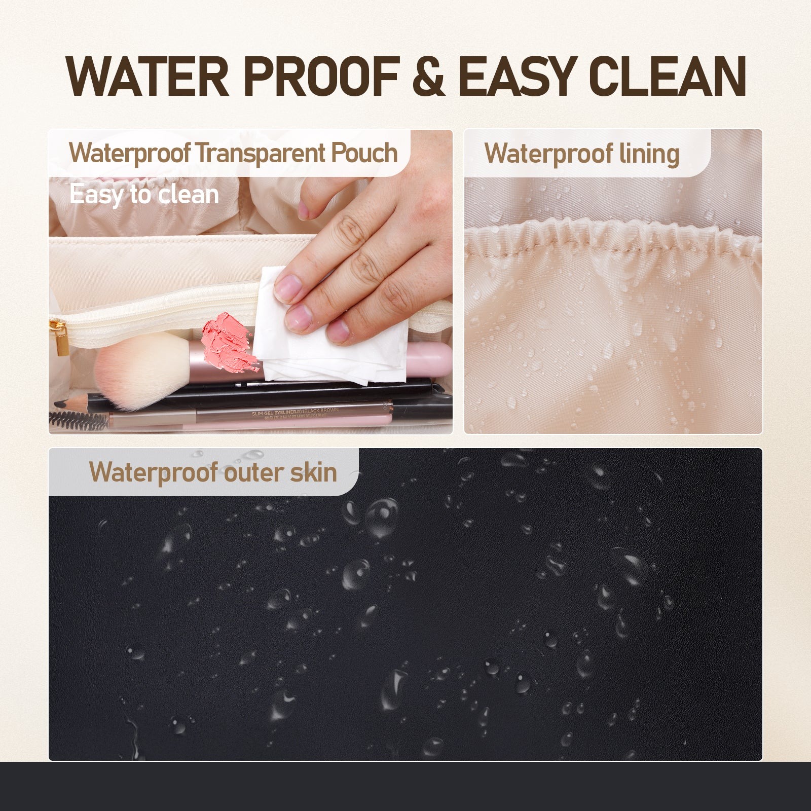 Große Kapazität, wasserdichte Kosmetiktasche aus PU-Leder für Damen – Make-up-Organizer mit Trennwand und Tragegriff product image 14
