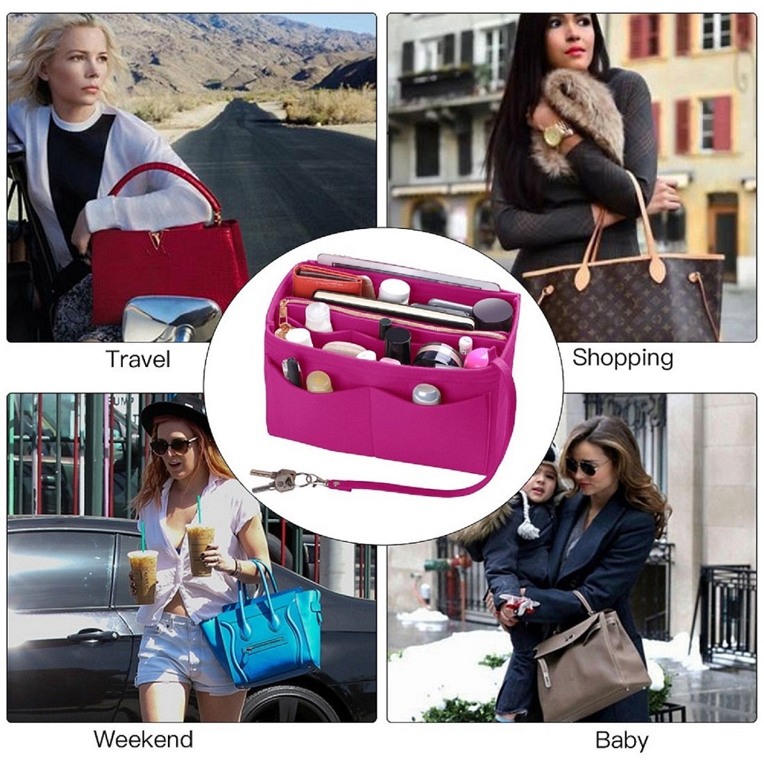 Taschenorganizer für LV Speedy Neverfull Tote – 6 Größen, Filz-Tascheneinsatz mit Reißverschluss product image 36