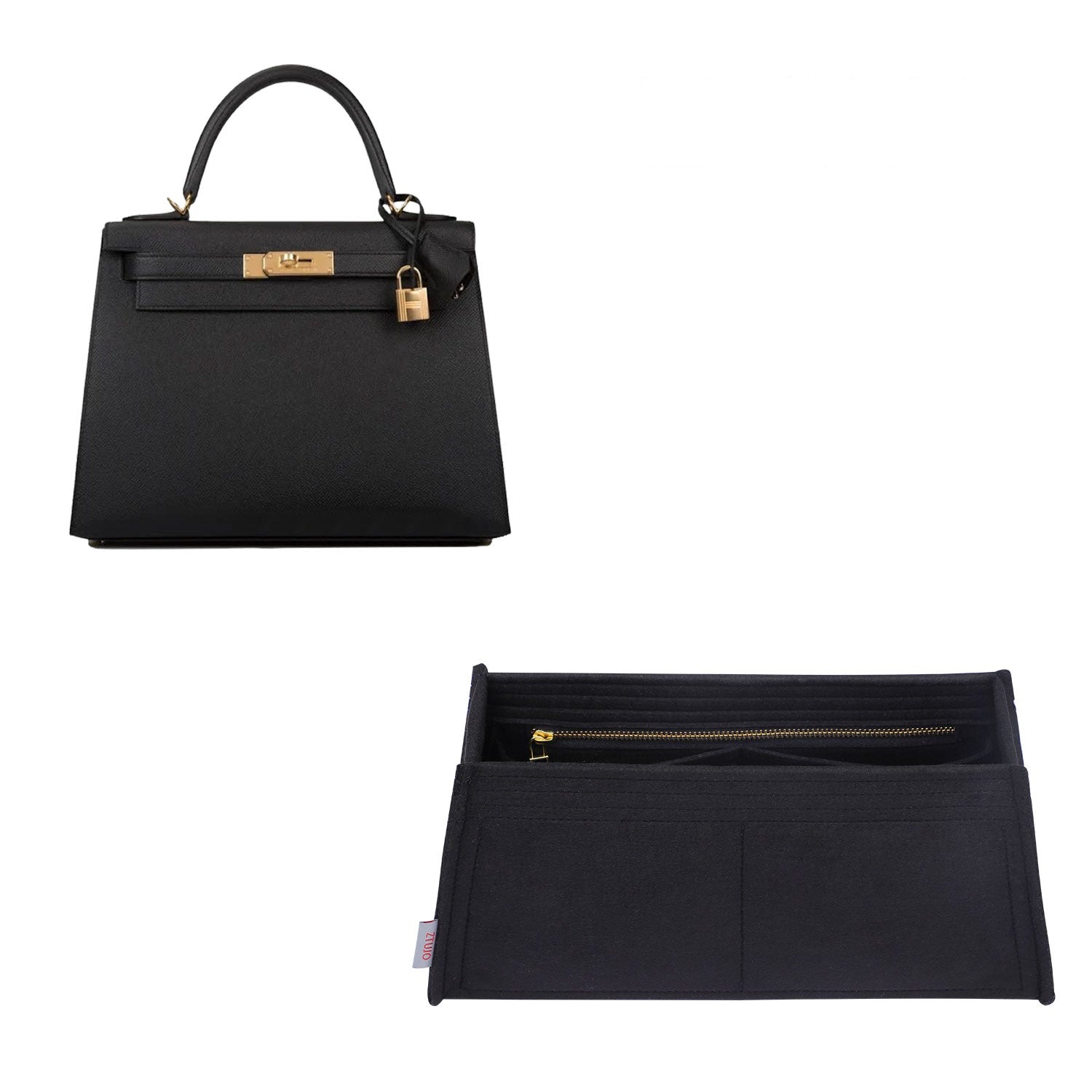 Handtaschen-Organizer für Hermes Kelly 25 / 28 / 32 / 35 / 40 – Filzeinlage mit 5 Fächern