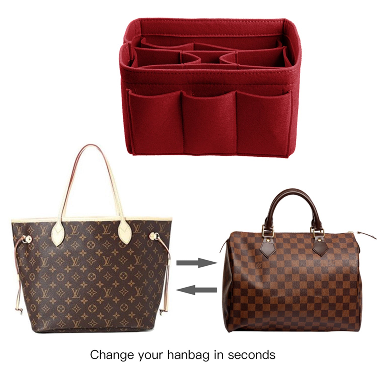 INNERBAG Taschenorganizer mit genähtem Boden für LV Speedy 35 und Neverfull MM – Groß product image 6
