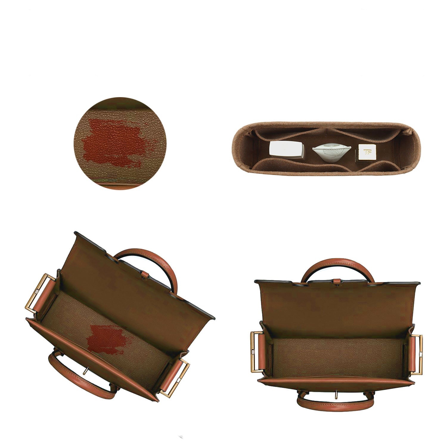 Taschenorganizer für Hermes New Drag 22 – 4 Fächer, weicher Filz, Hellbraun oder Sonderfarbe product image 4