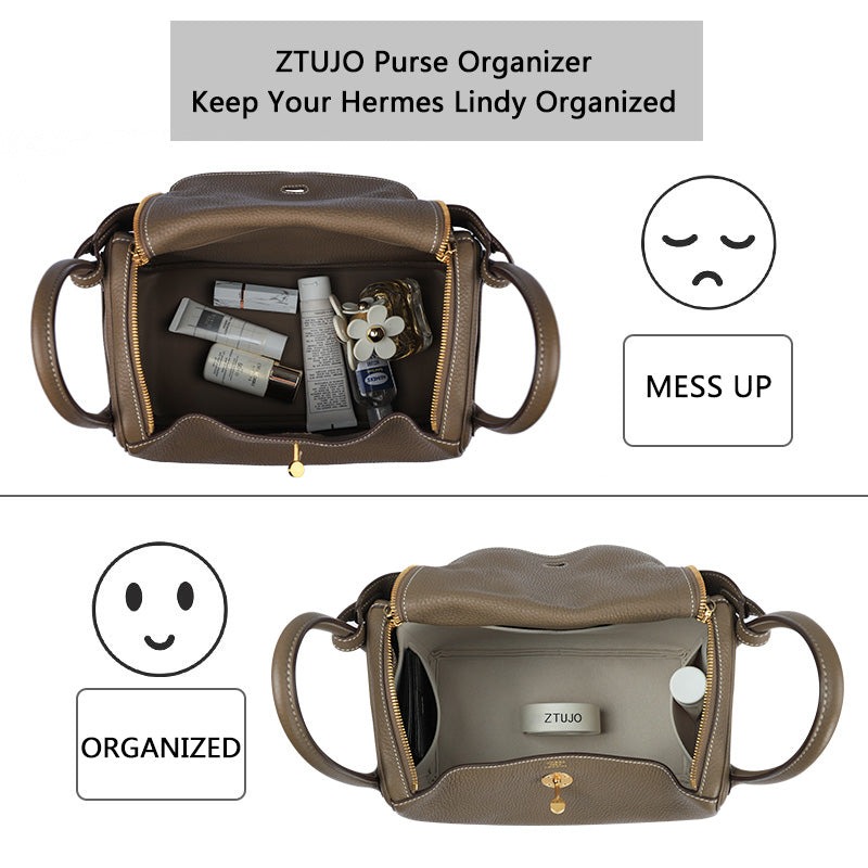 Organizer für Hermes Lindy Mini / 26 / 30 / 34 – Weicher Filzeinsatz für Taschen mit 2 Fächern detail image 6