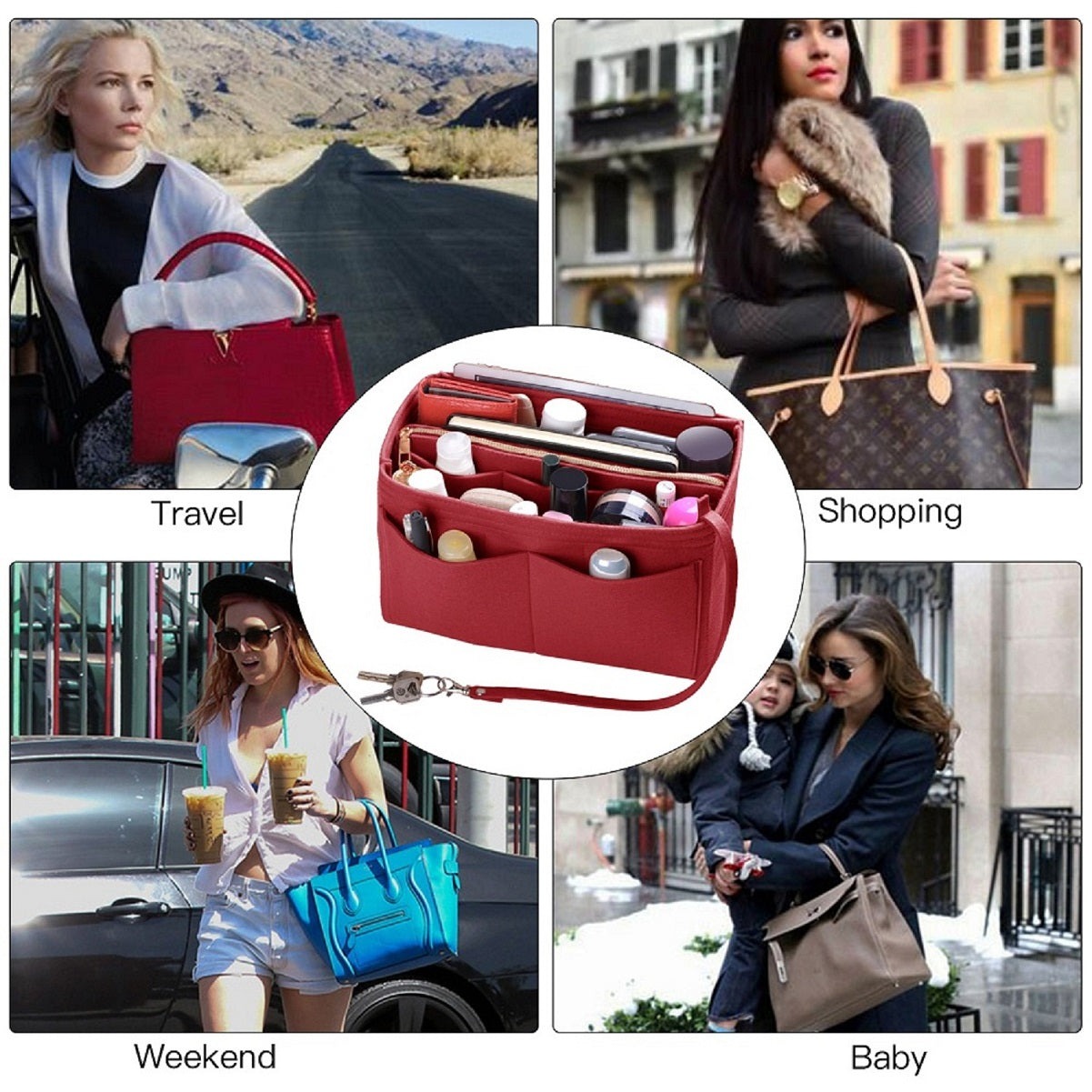 Taschenorganizer für LV Speedy Neverfull Tote – 6 Größen, Filz-Tascheneinsatz mit Reißverschluss product image 22