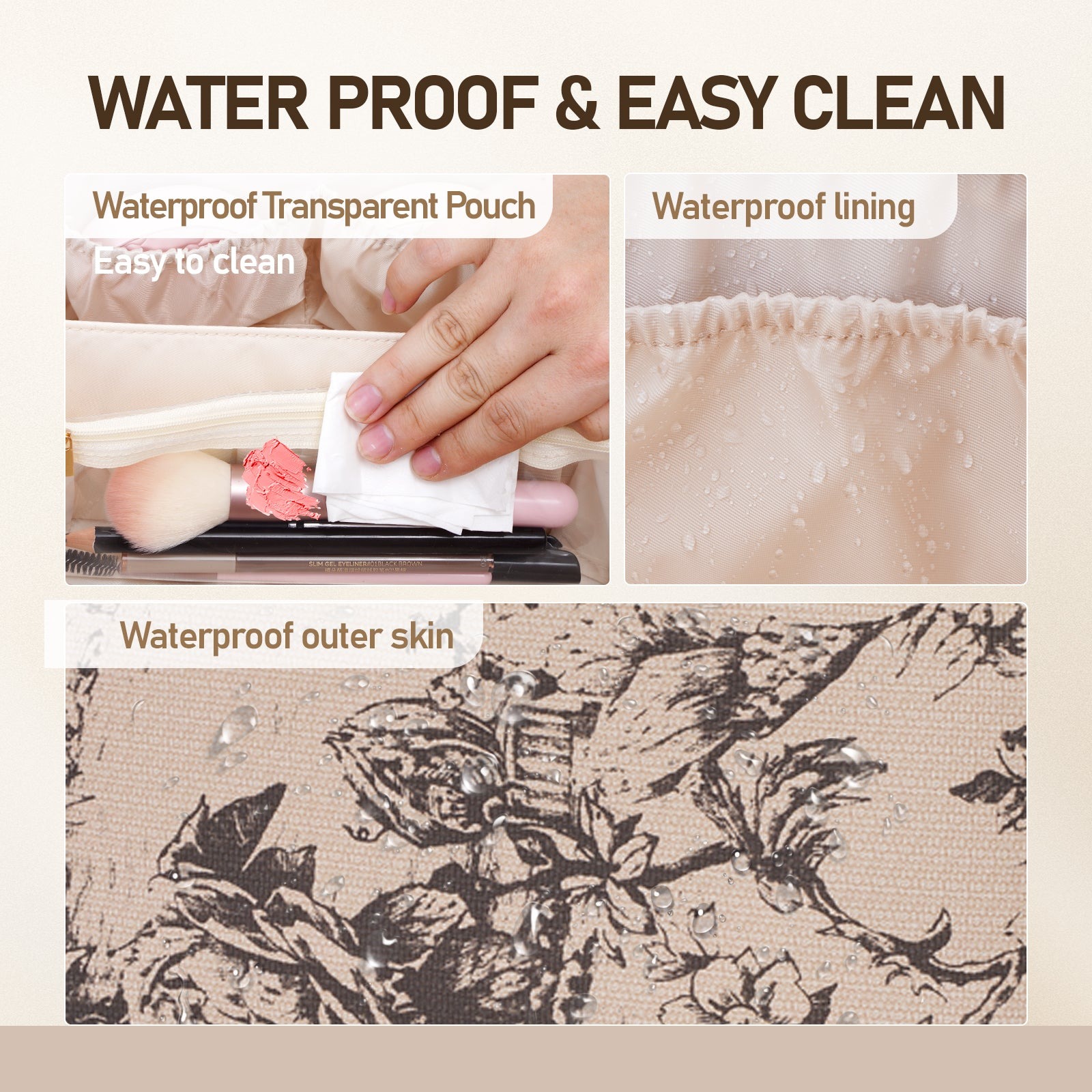 Große Kapazität, wasserdichte Kosmetiktasche aus PU-Leder für Damen – Make-up-Organizer mit Trennwand und Tragegriff product image 23