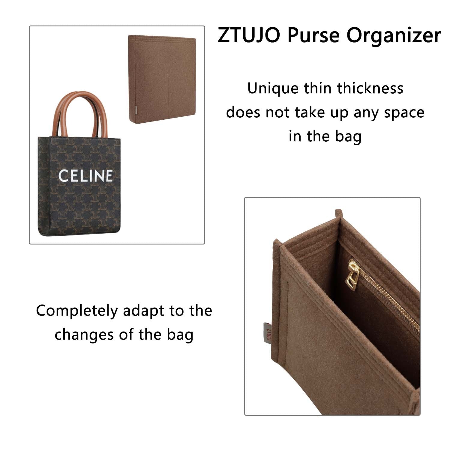 Premium Handtaschen-Organizer für Celine Vertical Cabas Mini / Small – Hellbraun oder Sonderanfertigung product image 6