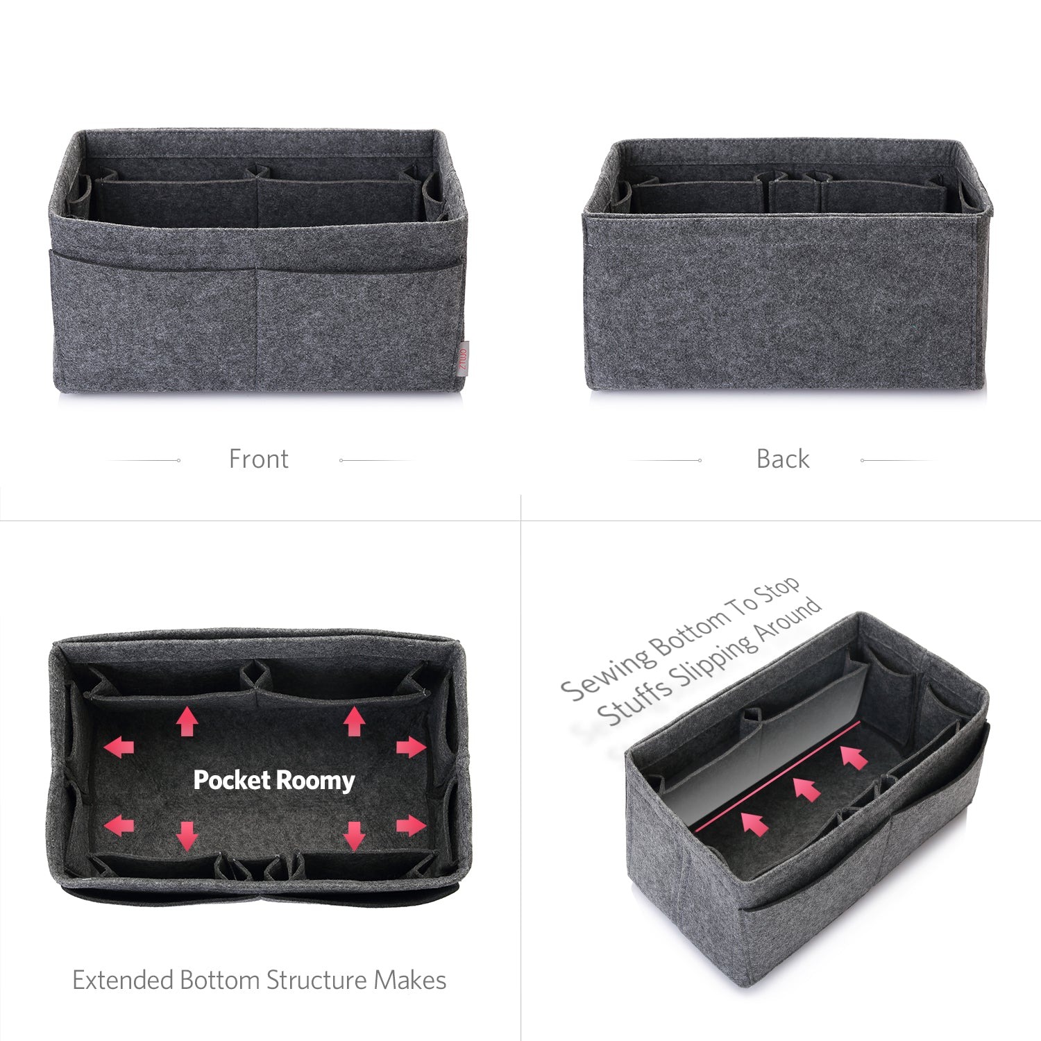 Filz Handtaschen-Organizer – Extra Large (passt für Speedy 40 / Neverfull GM) detail image 16