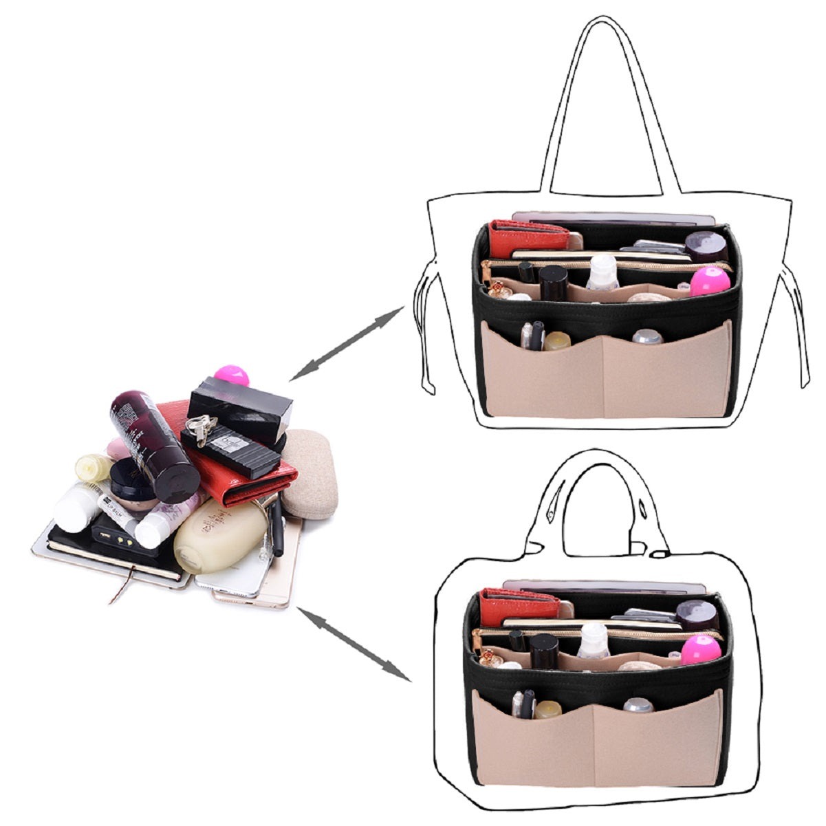 Taschenorganizer für LV Speedy Neverfull Tote – 6 Größen, Filz-Tascheneinsatz mit Reißverschluss product image 40