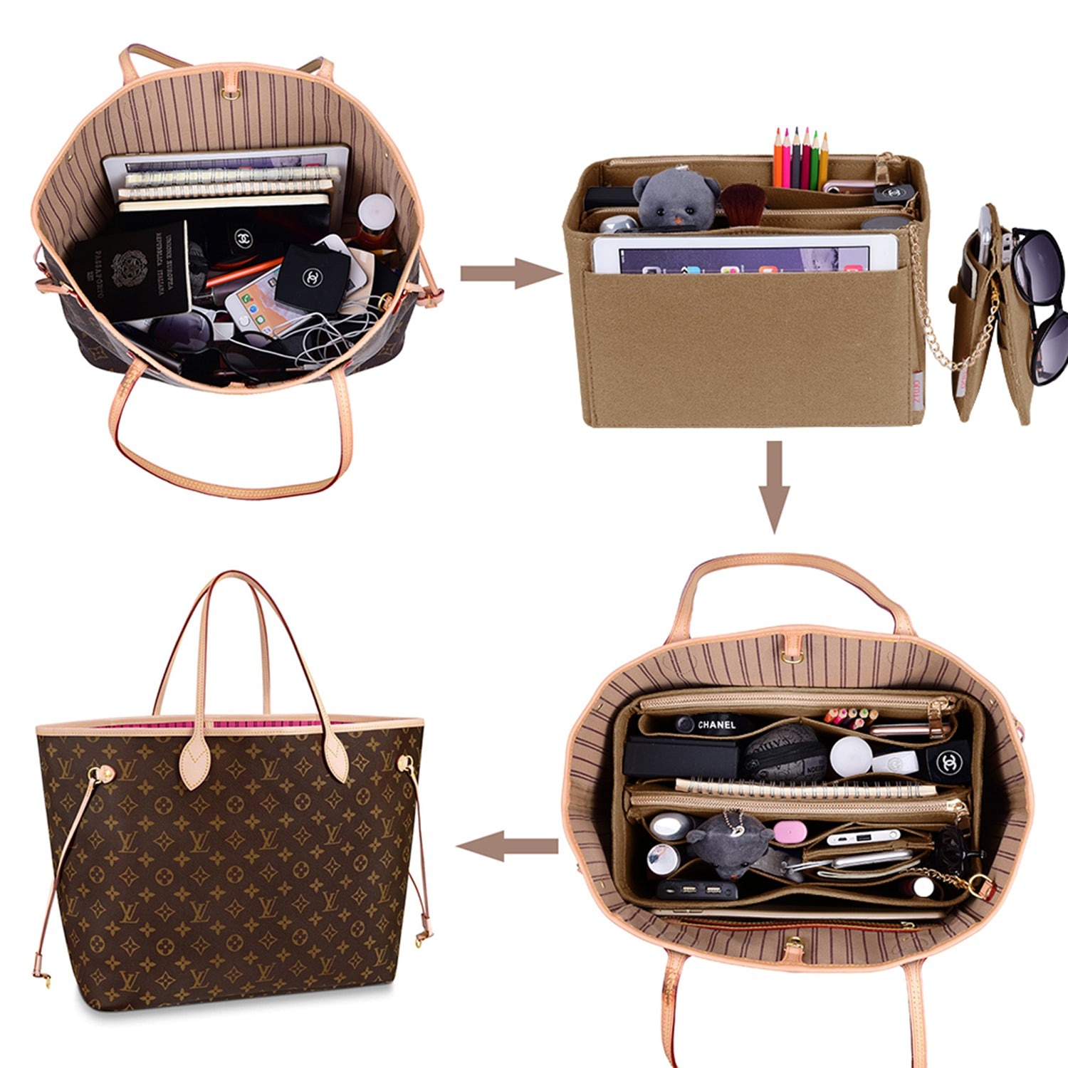 Taschenorganizer-Einlage für Designer-Handtaschen mit RFID-Schutzfach – Passt für LV Speedy, Neverfull & mehr product image 41
