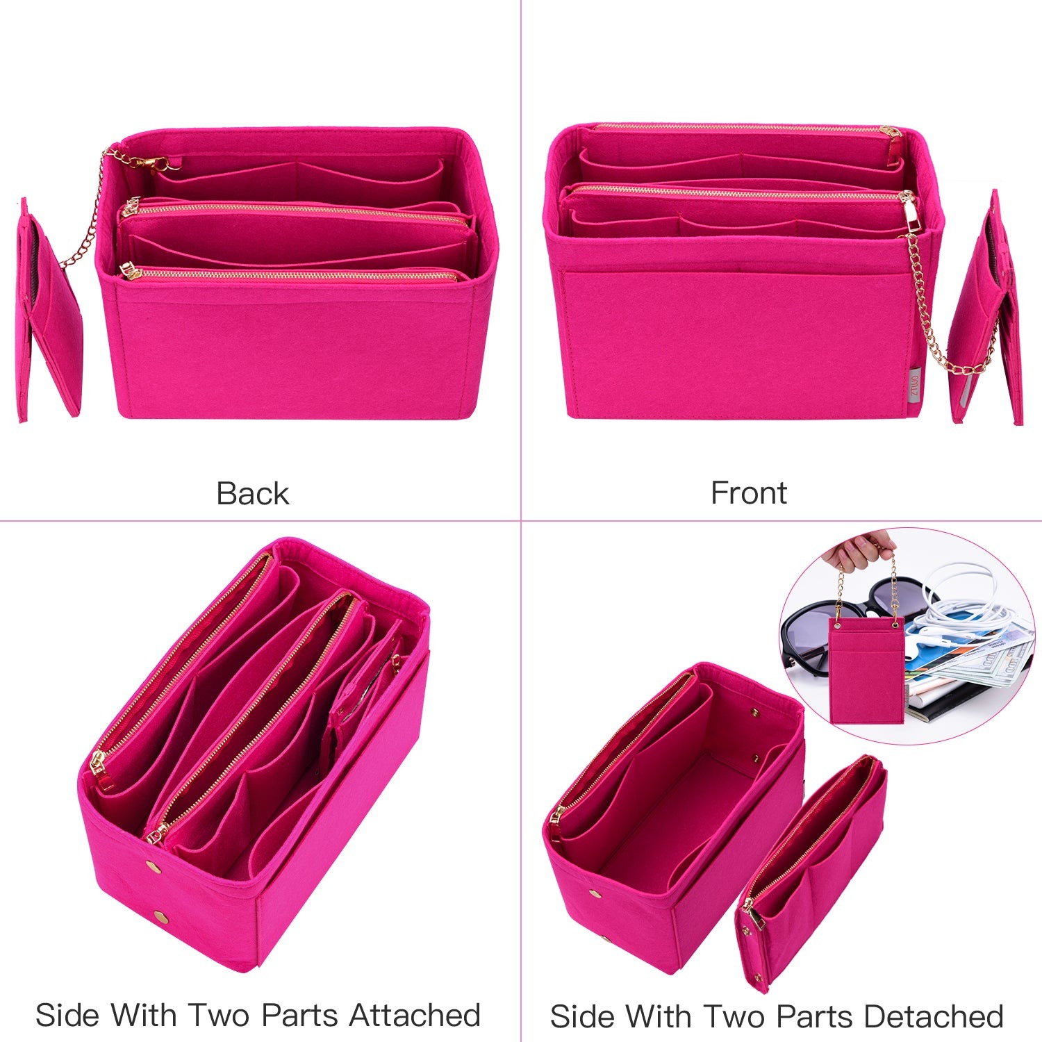 Taschenorganizer-Einlage für Designer-Handtaschen mit RFID-Schutzfach – Passt für LV Speedy, Neverfull & mehr product image 30