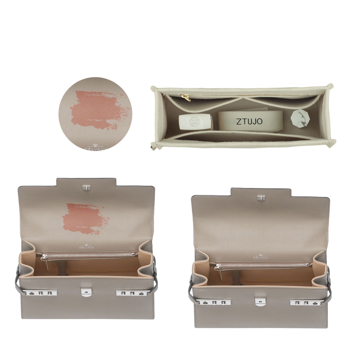 Taschenorganizer für Delvaux Tempete PM / MM – Premium-Filzeinlage mit YKK-Reißverschluss product image 5