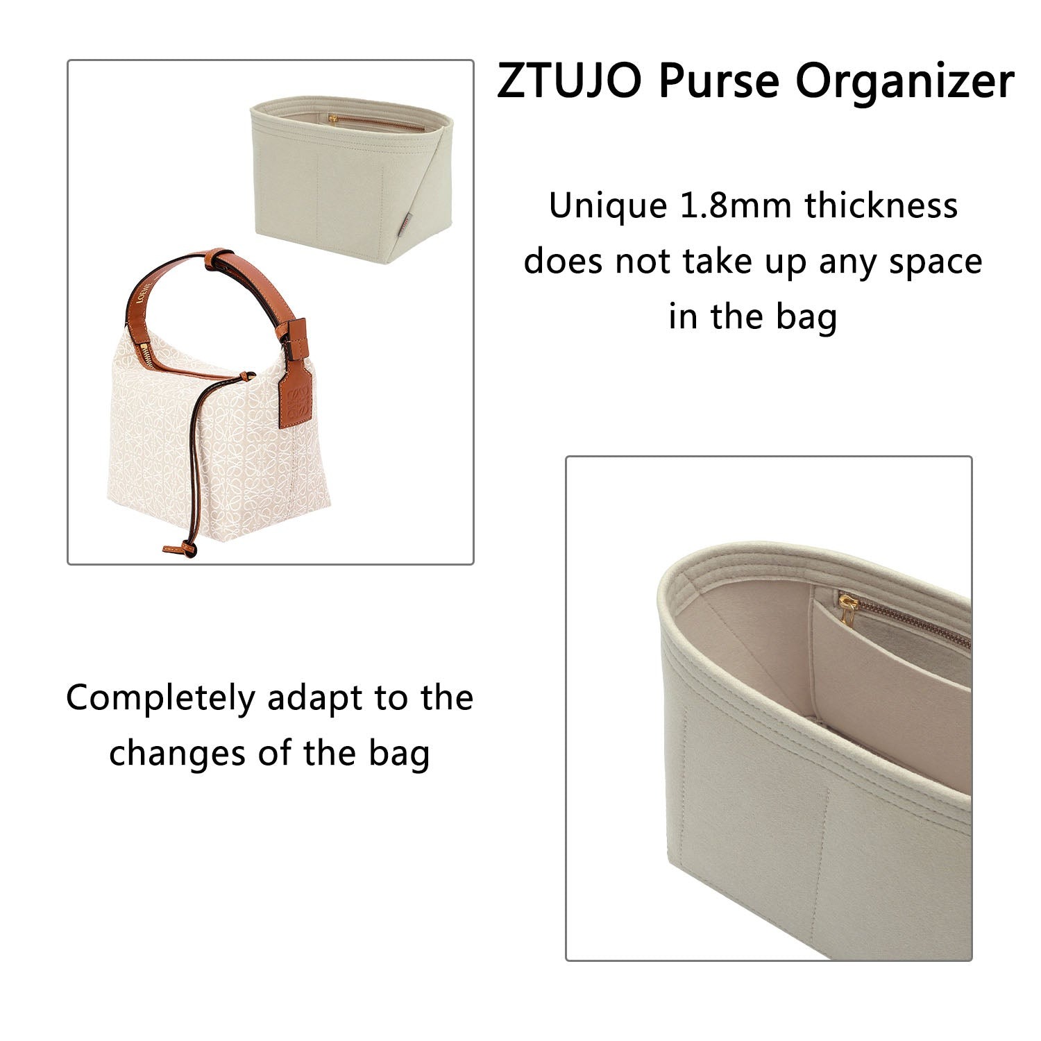Premium Geldbörsen-Organizer für Loewe Cubi Small / Large – 4 Fächer, YKK-Reißverschluss product image 6