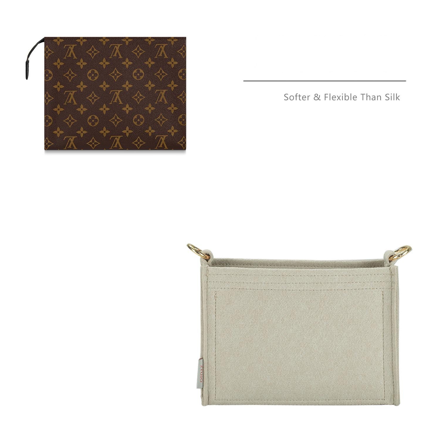Premium Handtaschen-Organizer für LV Poche Toilette 19 / 26 – Warmgrau oder Sonderfarbe