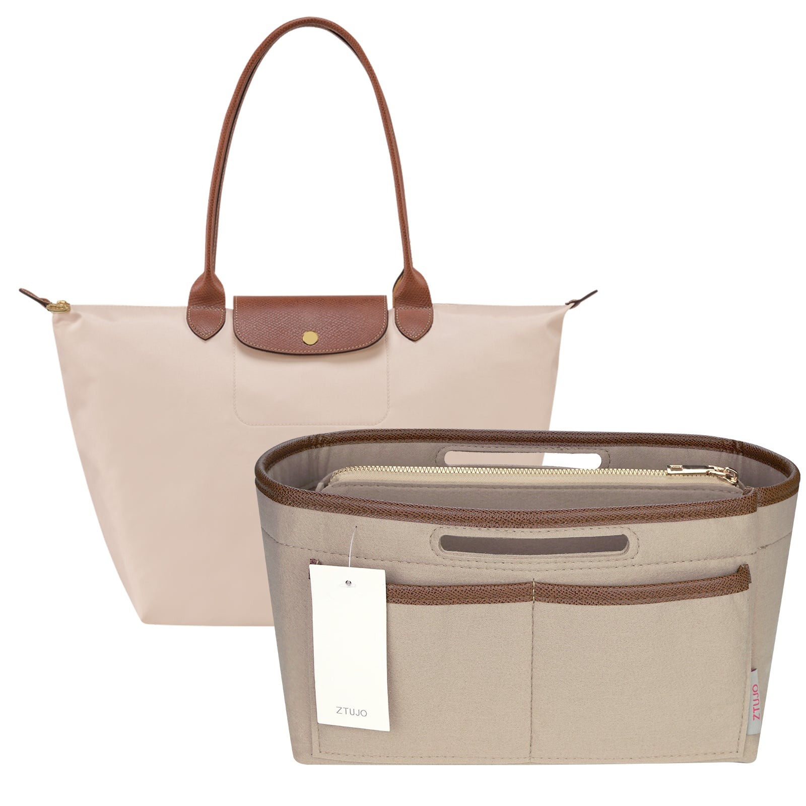 Handtaschen-Organizer-Einsatz für Tote Bags – Filz-Tasche-in-Tasche kompatibel mit Longchamp Le Pliage, Neverfull, Speedy und mehr product image 6