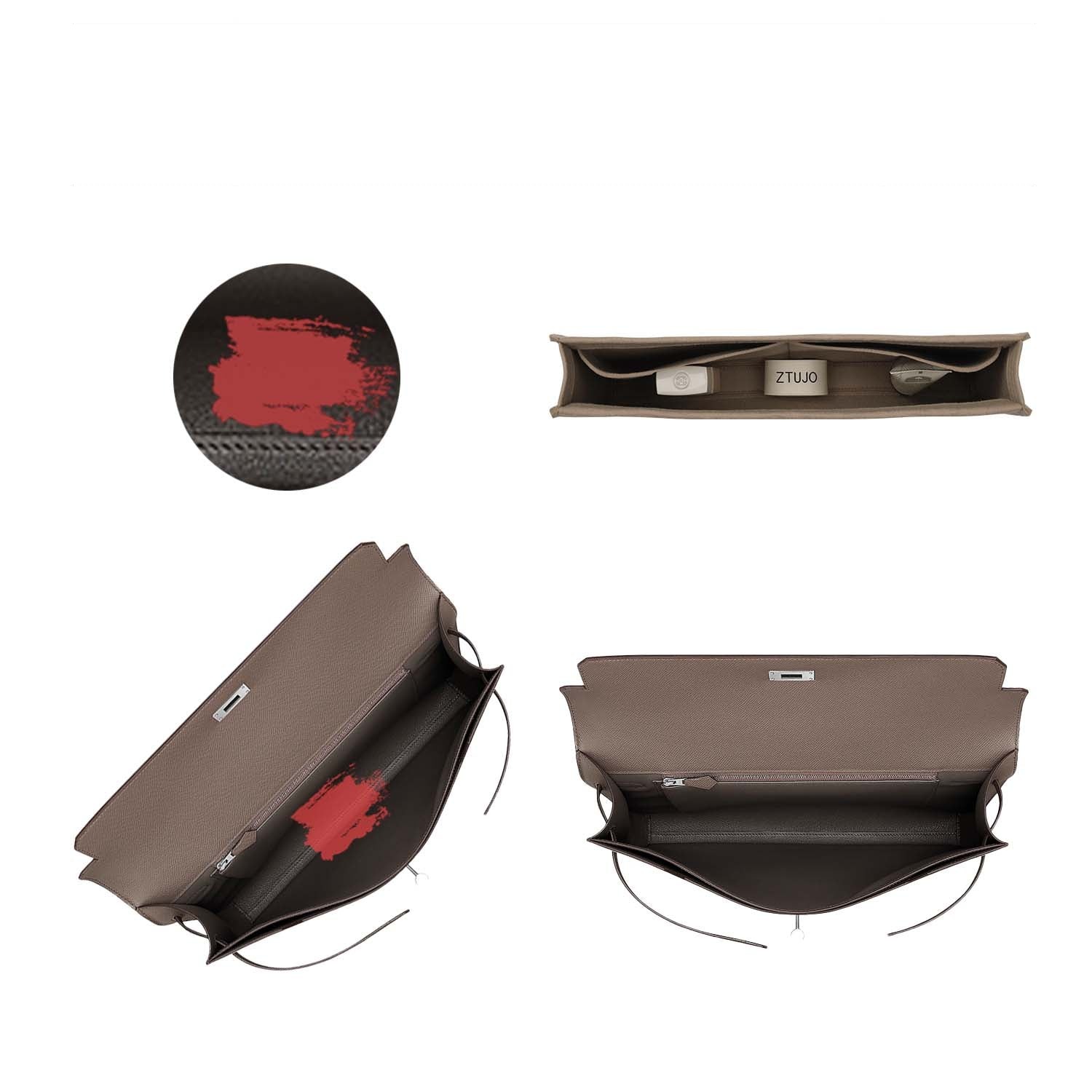 Premium Geldbörsen-Organizer für Hermes Kelly Depeches 25 / 36 – in Elephant Grey oder individueller Farbe product image 4