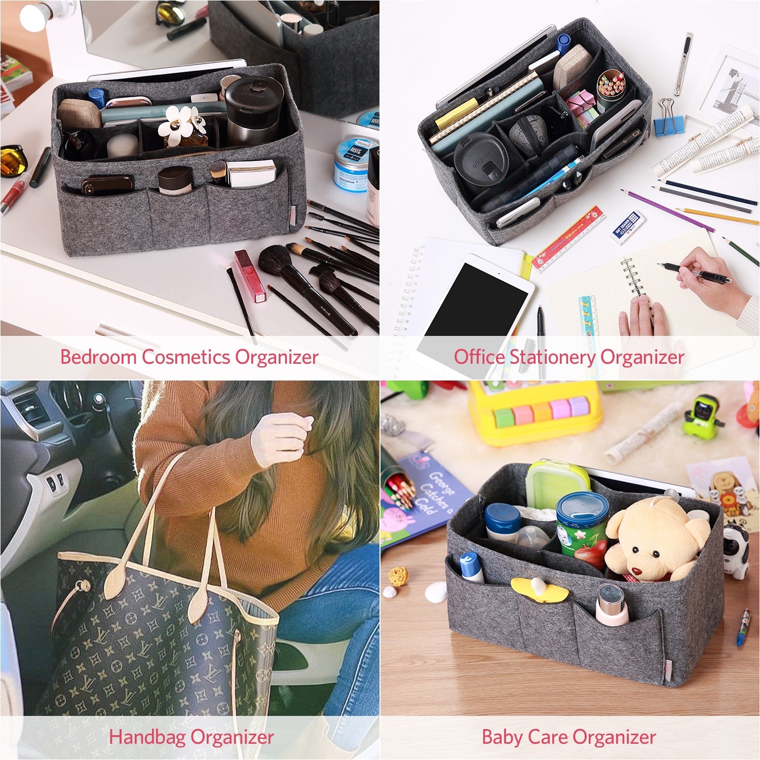 Filzeinlage-Beutelorganizer für Handtasche – Passt für LV Speedy 25 / 30 / 35 / 40, Neverfull MM / GM product image 32