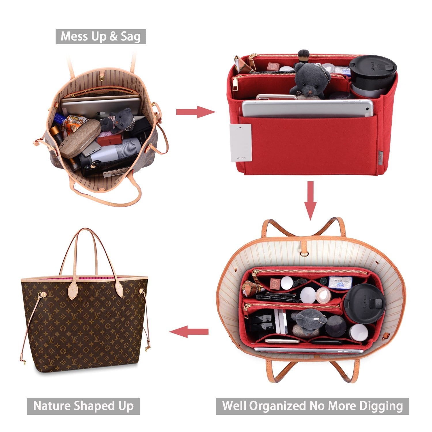 Organizer-Einlage für LV Speedy, Neverfull, Graceful, Tote – Filz-Taschenformer product image 20