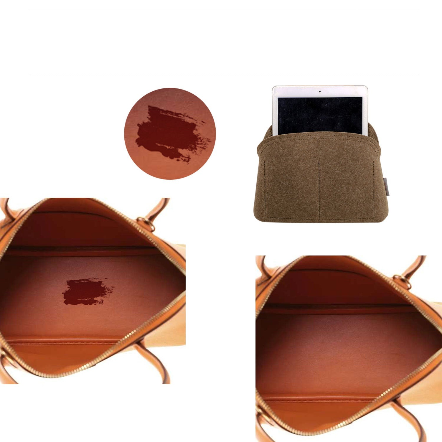Muschelförmiger Taschenorganizer für Hermes Bolide Mini / 25 / 27 / 31 – Hellbraun oder Individualanfertigung detail image 4