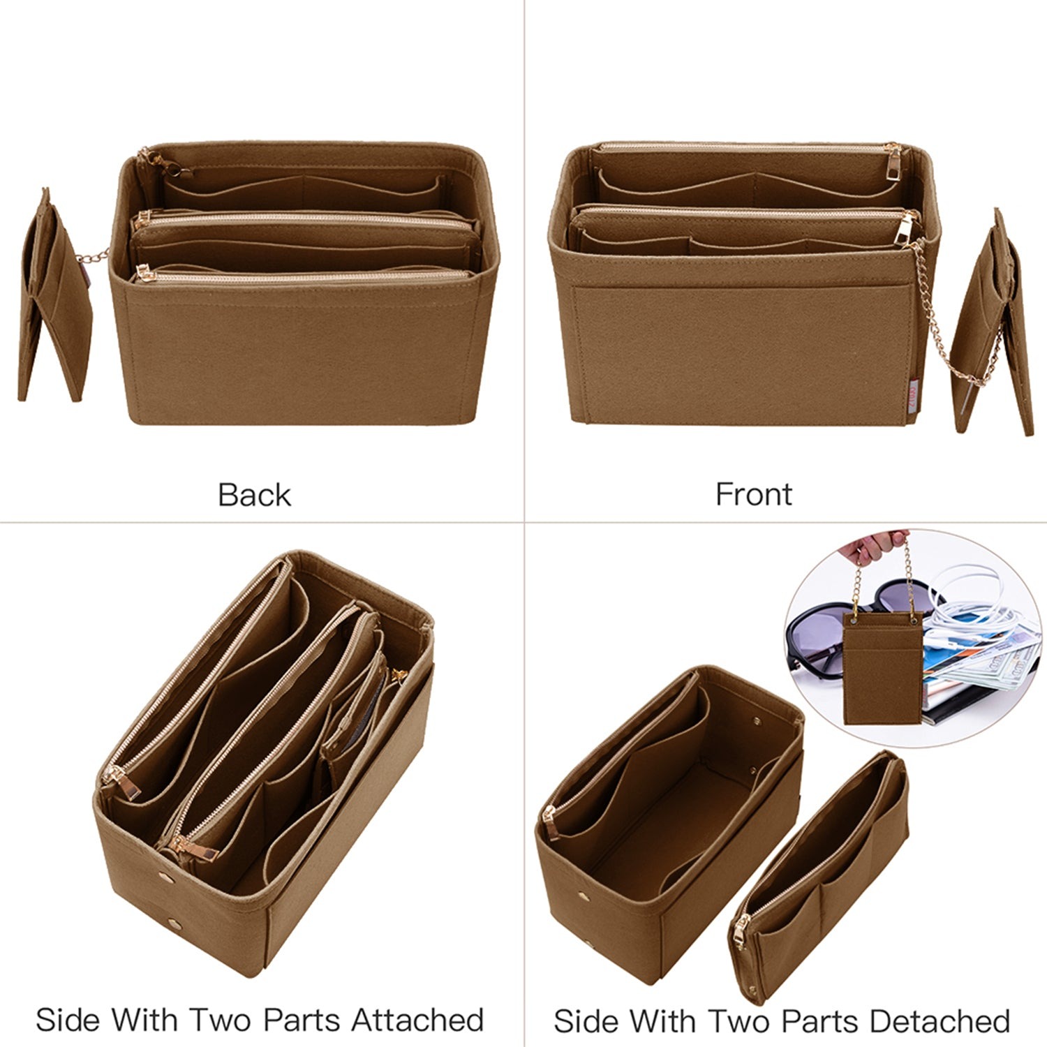 Taschenorganizer-Einlage für Designer-Handtaschen mit RFID-Schutzfach – Passt für LV Speedy, Neverfull & mehr product image 37