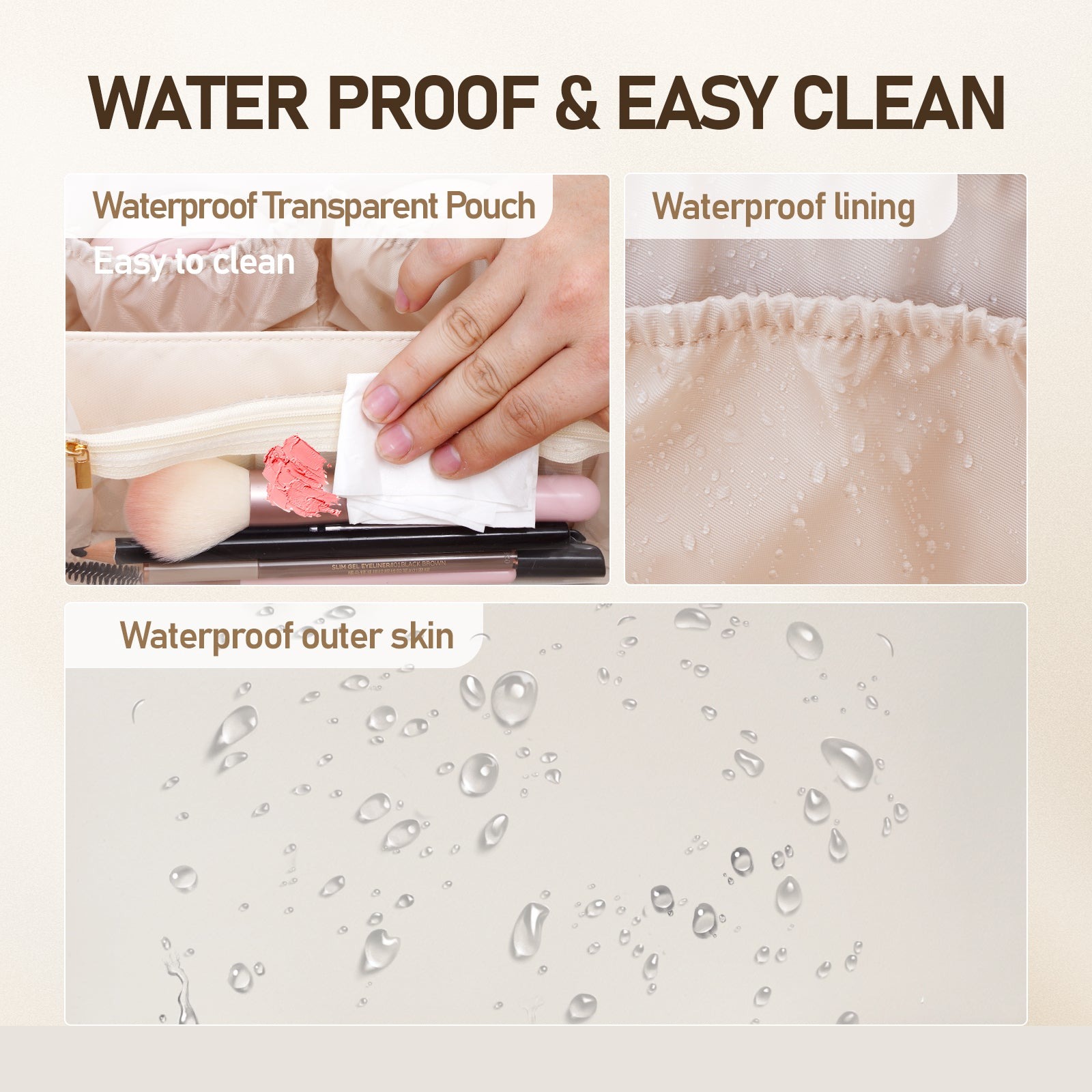 Große Kapazität, wasserdichte Kosmetiktasche aus PU-Leder für Damen – Make-up-Organizer mit Trennwand und Tragegriff product image 49