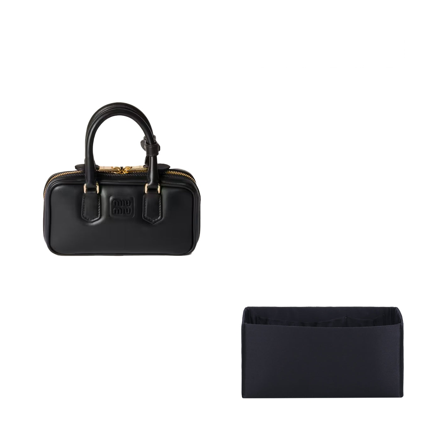Taschenorganizer für Miu Miu Arcadie Mini / Regular / Large – Seide und Satin, 4 Fächer, Schwarz oder Sonderfarbe