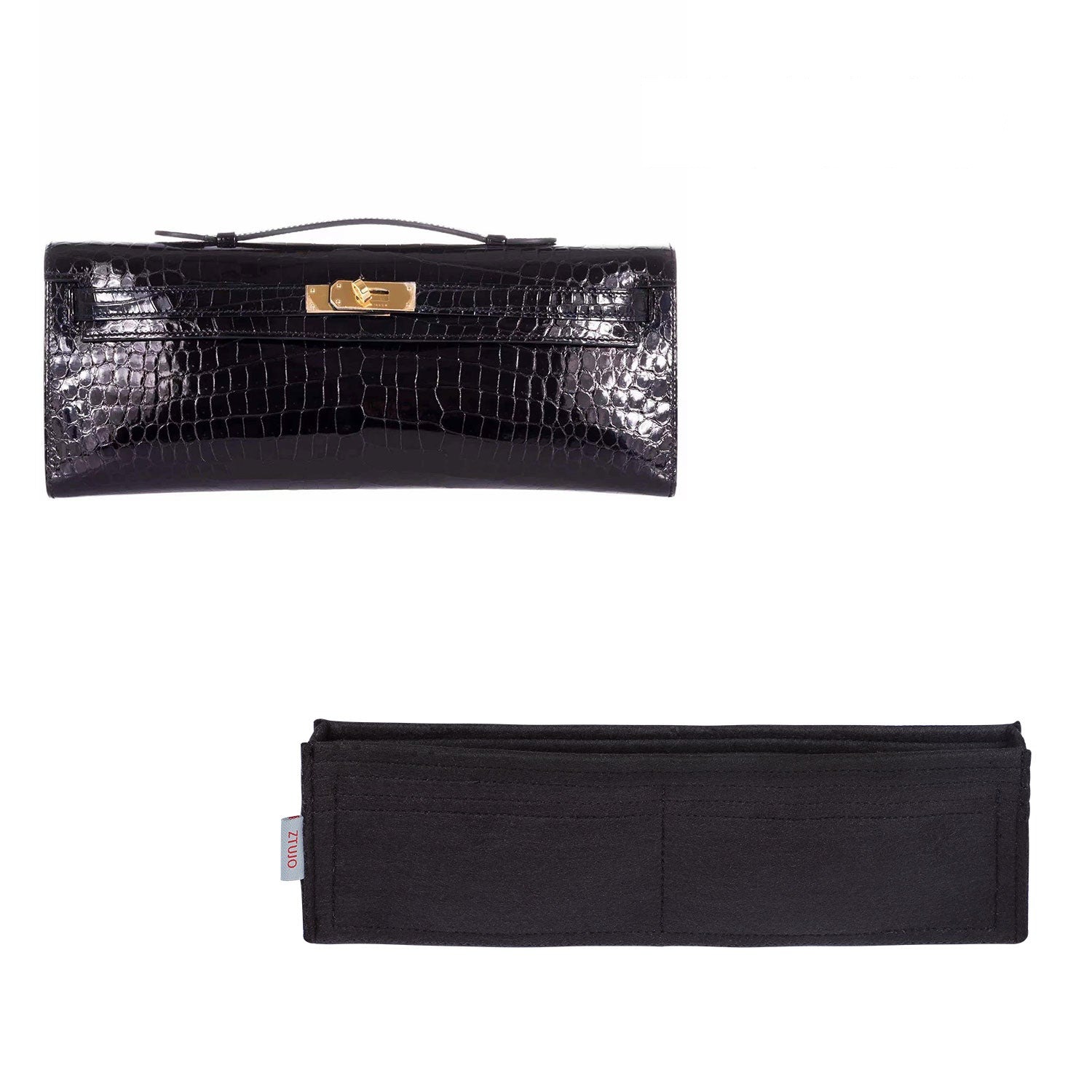 Premium Geldbörsen-Organizer für Hermes Kelly Cut – 2 Fächer, weicher Filz