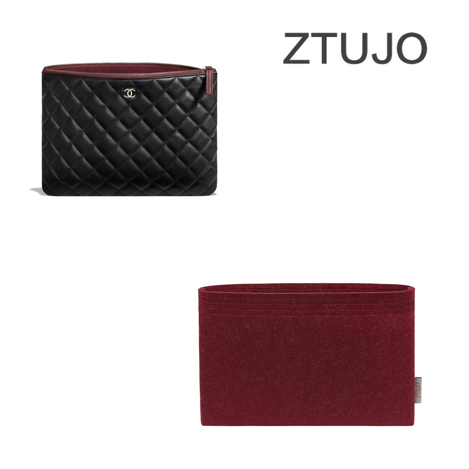 Premium Geldbörsen-Organizer für Chanel Classic Pouch 20 / 27 / 35 – Bordeaux oder Sonderfarbe
