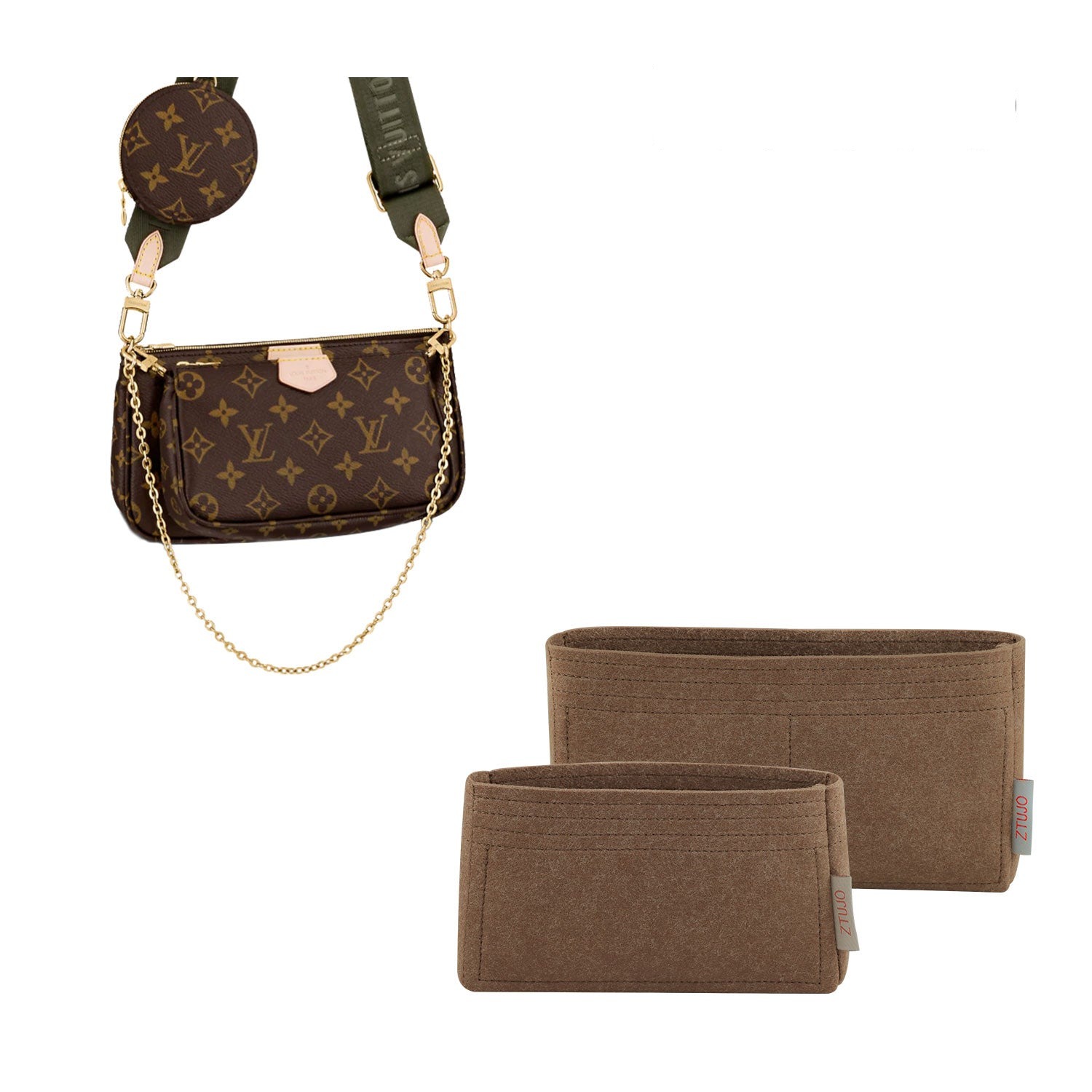 Organizer für LV Multi Pochette – Premium-Filzeinlage mit 4 Taschen