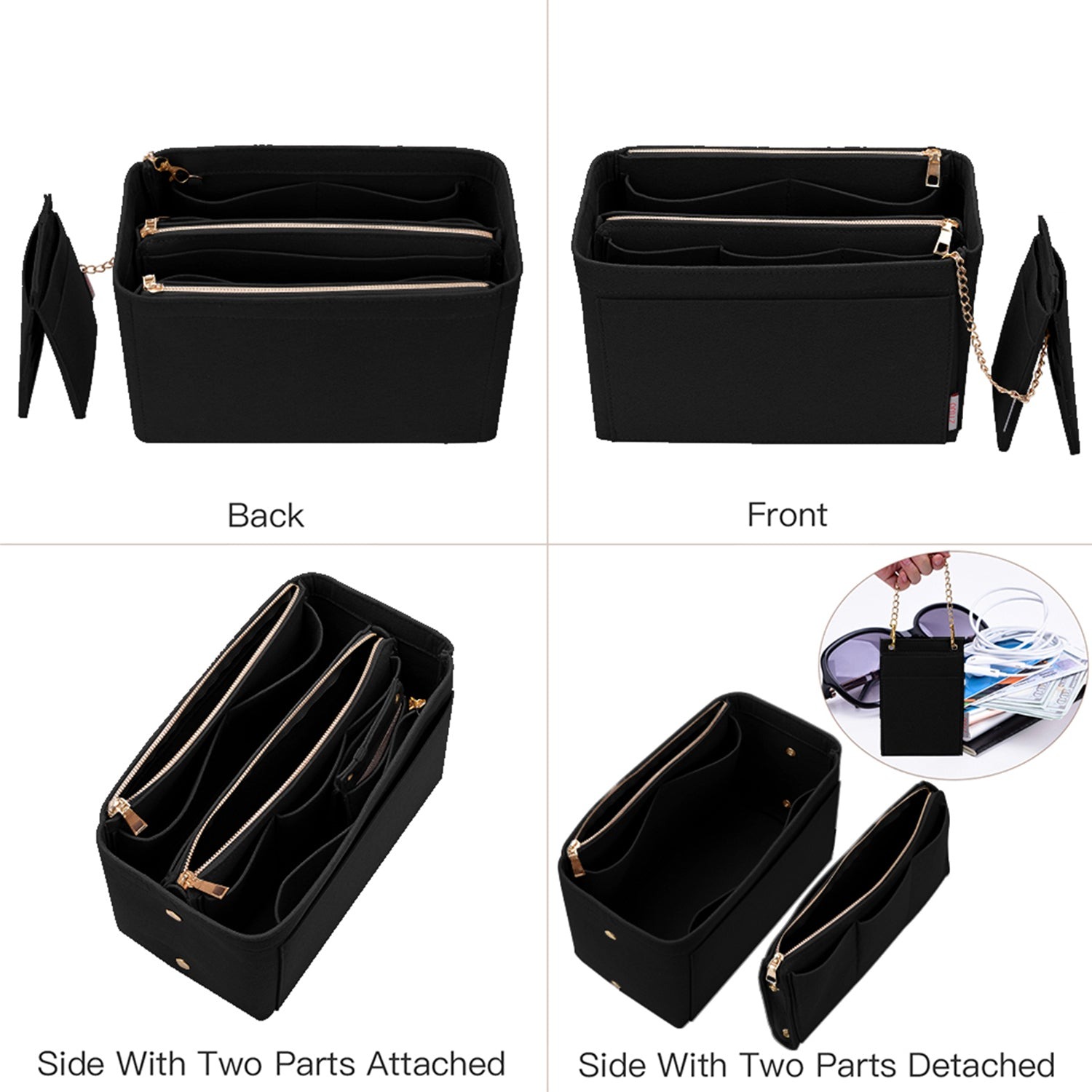 Taschenorganizer-Einlage für Designer-Handtaschen mit RFID-Schutzfach – Passt für LV Speedy, Neverfull & mehr product image 16