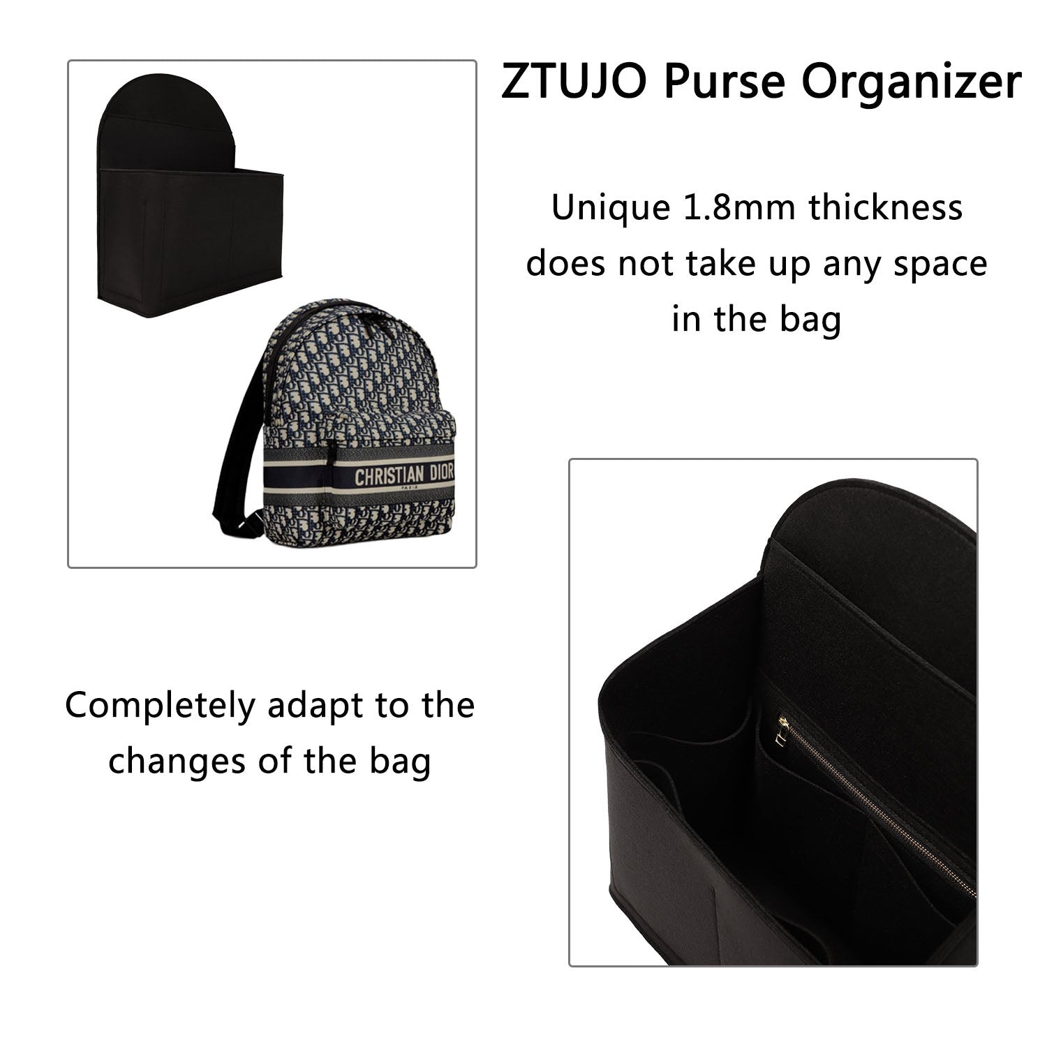 Premium Handtaschen-Organizer für Dior Rider Rucksack 30 cm / DiorTravel Rucksack 35 cm product image 7