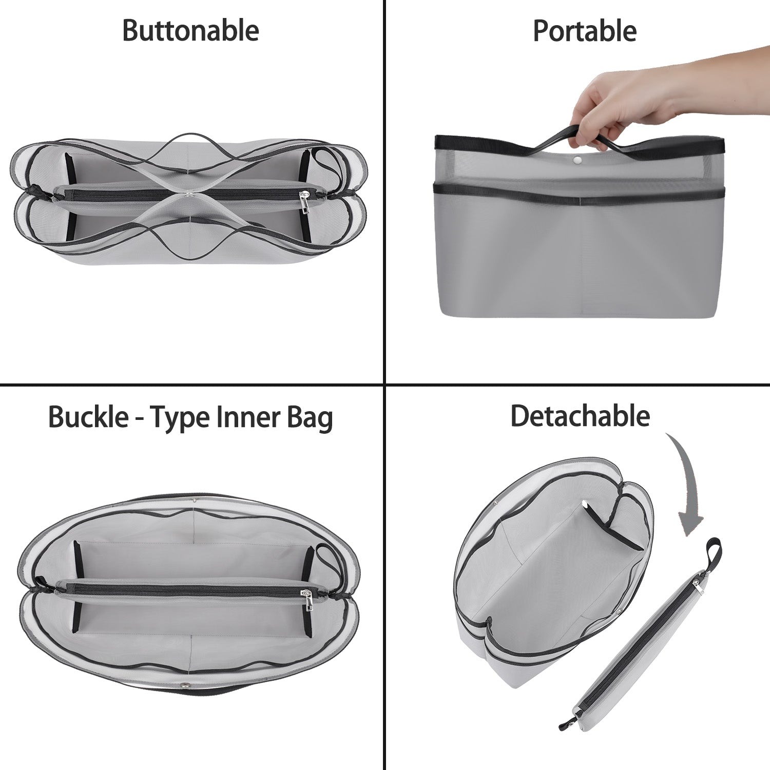Handtaschen-Organizer-Einlage für Handtaschen – Mesh-Taschenorganizer mit Reißverschluss, passt für Speedy, Neverfull PM/MM, Le Pliage – Mittel, Groß, X-Groß product image 20