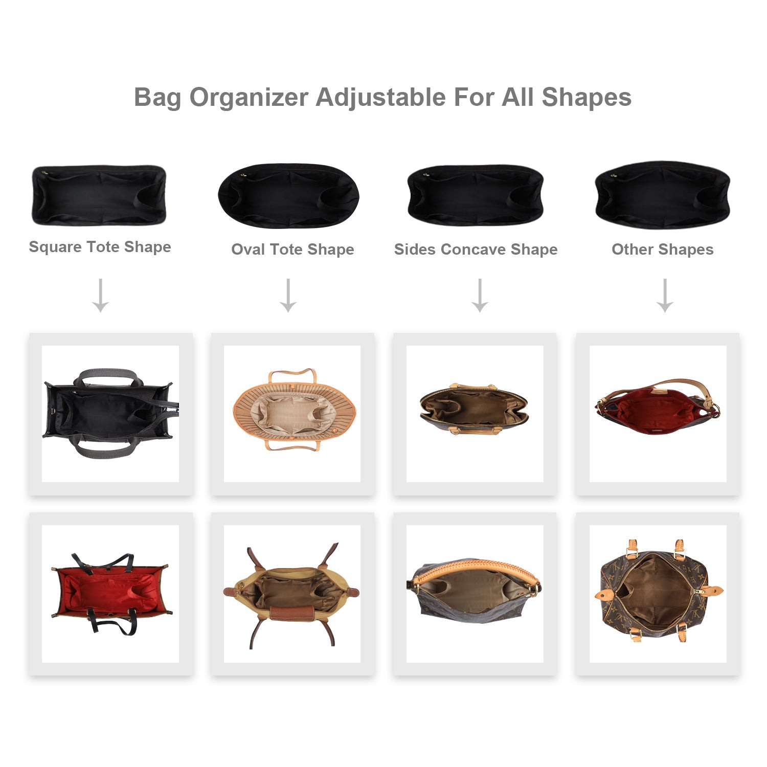 Seidiger Taschenorganizer-Einsatz für Handtaschen mit Reißverschluss – Passend für LV Neverfull, Speedy, Onthego, Artsy, Tote – 6 Größen product image 13