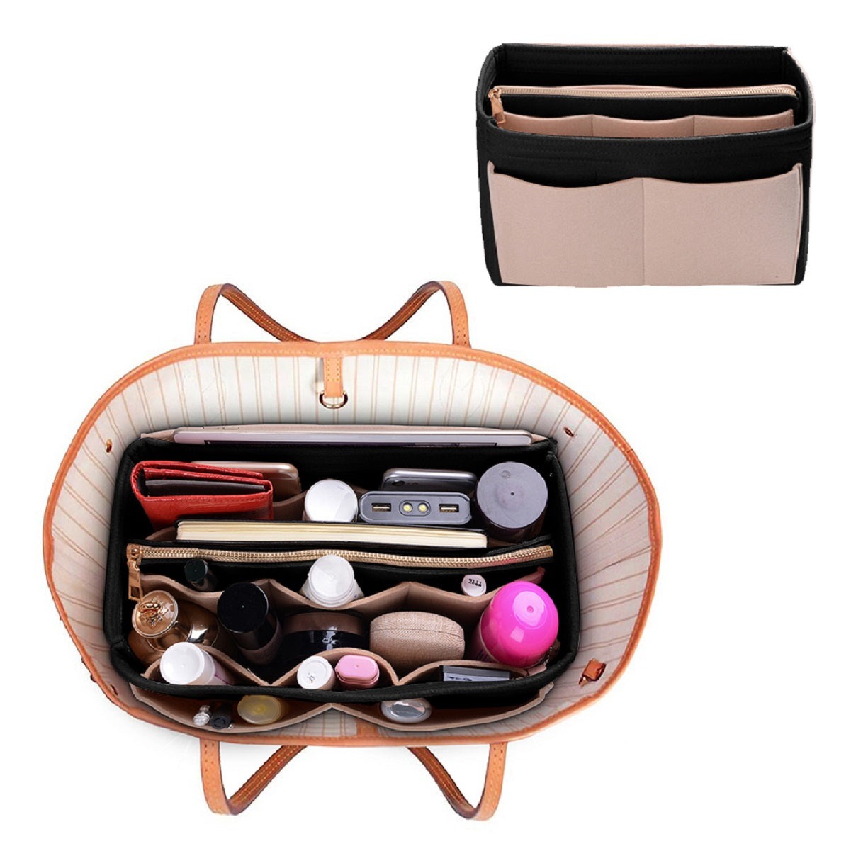 Taschenorganizer für LV Speedy Neverfull Tote – 6 Größen, Filz-Tascheneinsatz mit Reißverschluss product image 42