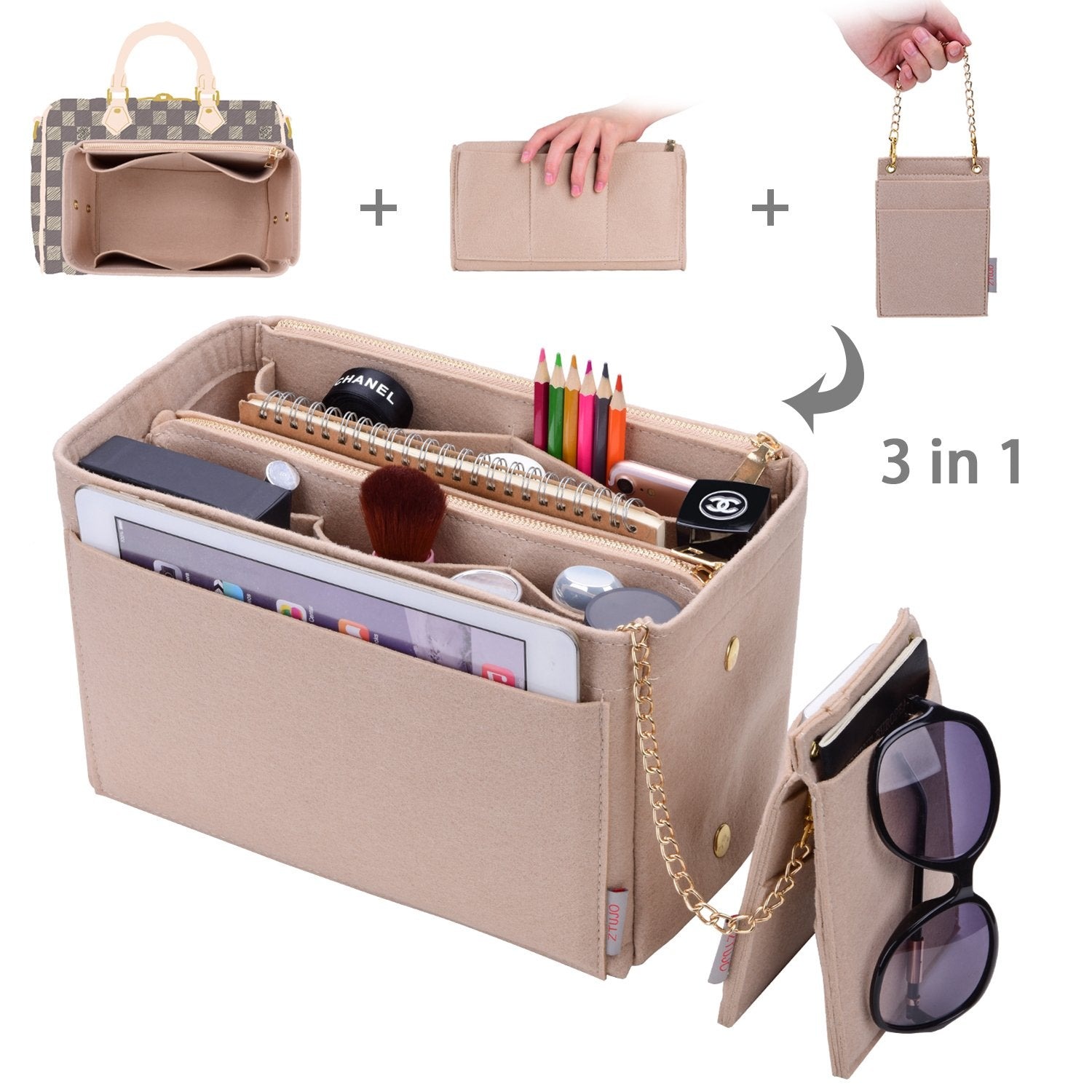 Taschenorganizer-Einlage für Designer-Handtaschen mit RFID-Schutzfach – Passt für LV Speedy, Neverfull & mehr product image 8