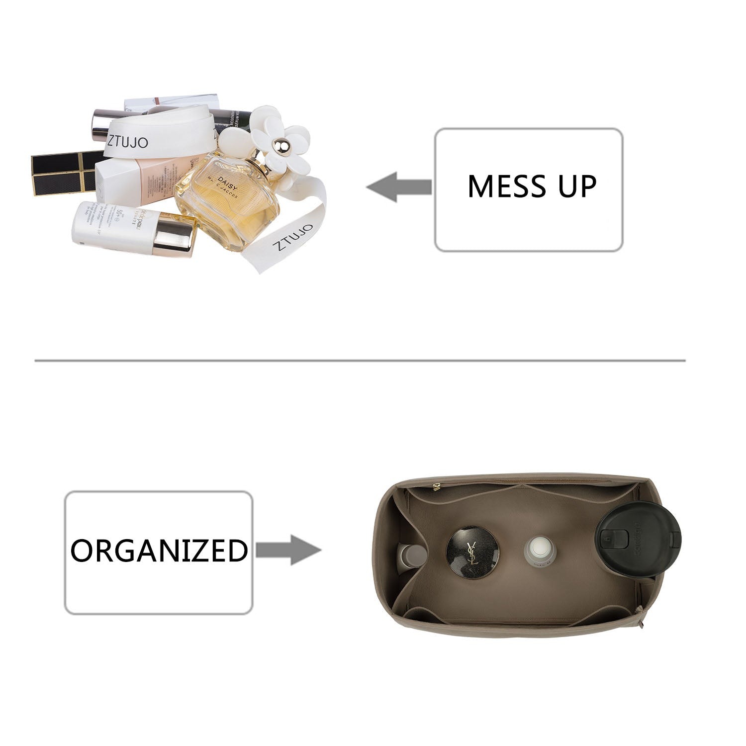 Premium Handtaschen-Organizer für The Row Margaux 10 / 12 / 15 / 17 – 7-taschen Filzeinlage product image 3