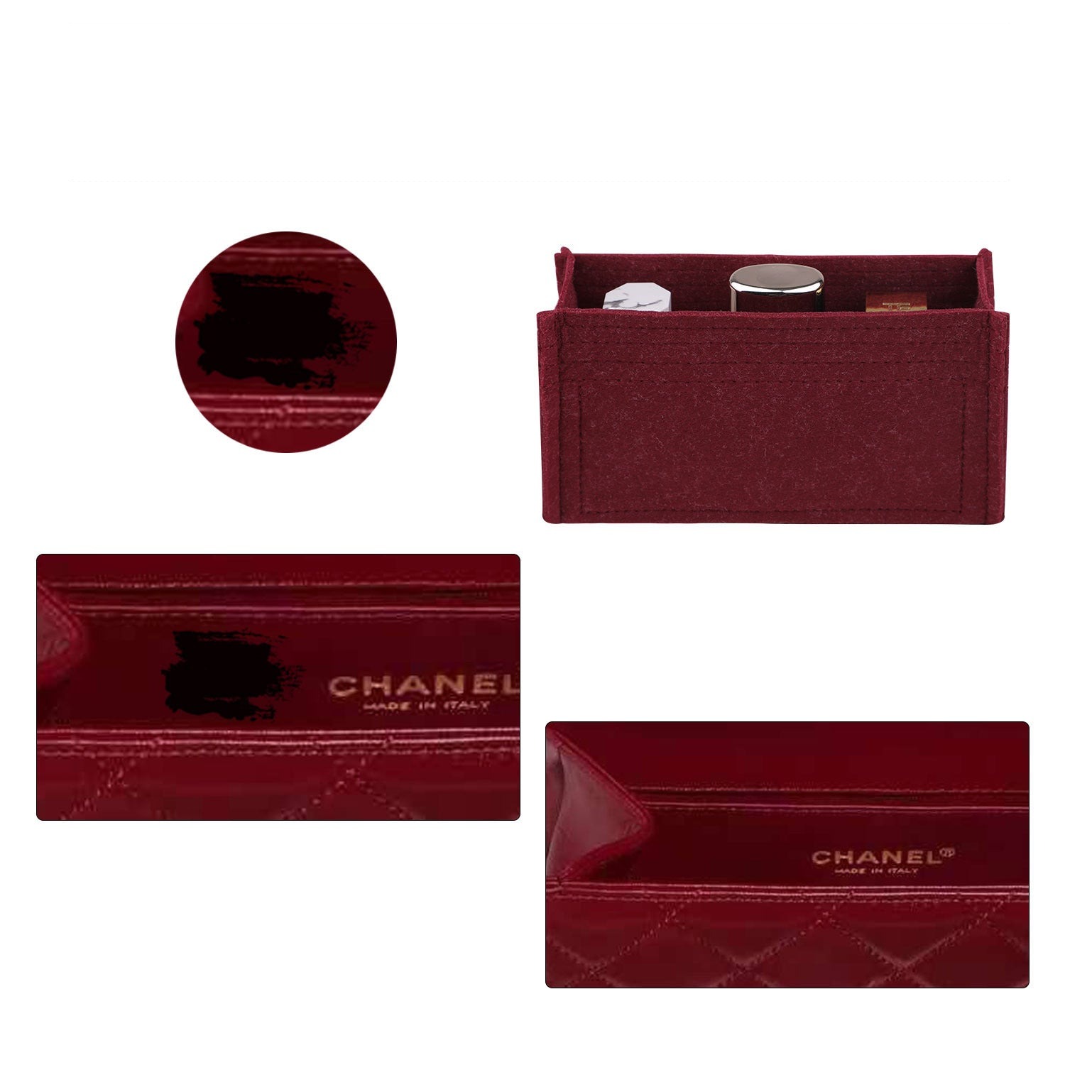 Taschenorganizer für Chanel 2021 Double Gold Ball CF Mini 19 / 22 – 3 Fächer, Filz product image 5