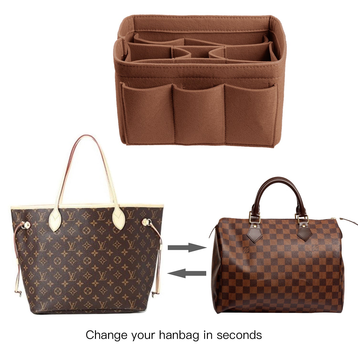 INNERBAG Taschenorganizer mit genähtem Boden für LV Speedy 35 und Neverfull MM – Groß product image 20