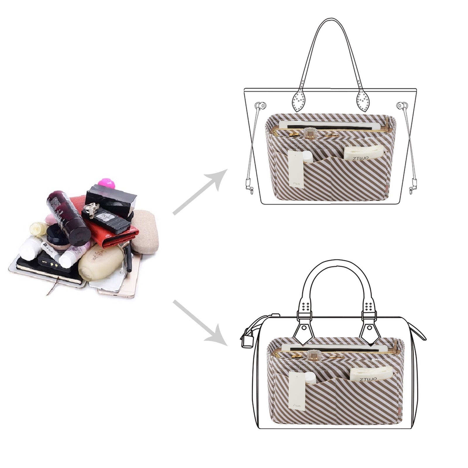 Taschenorganizer für LV Speedy Neverfull Tote – 6 Größen, Filz-Tascheneinsatz mit Reißverschluss product image 98