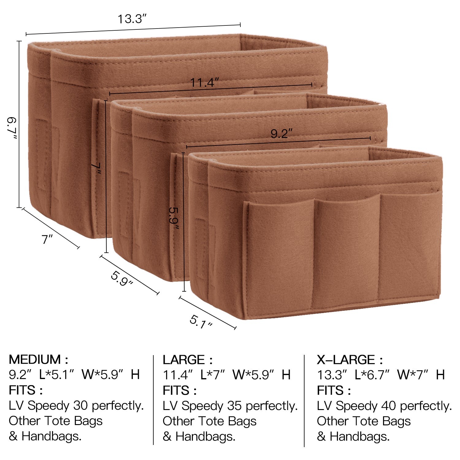 INNERBAG Taschenorganizer mit genähtem Boden für LV Speedy 35 und Neverfull MM – Groß product image 17