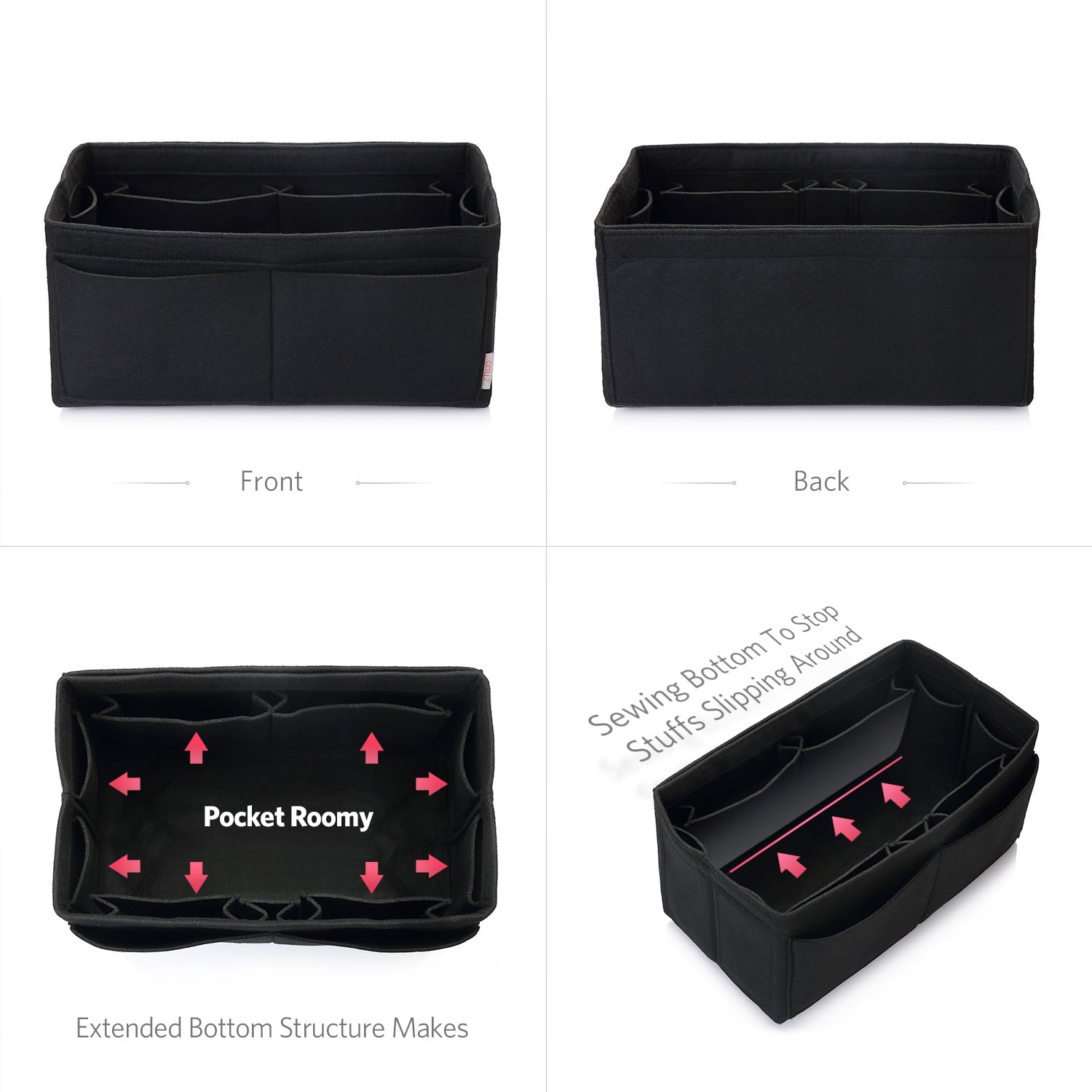 Filz Handtaschen-Organizer – Extra Large (passt für Speedy 40 / Neverfull GM) detail image 9