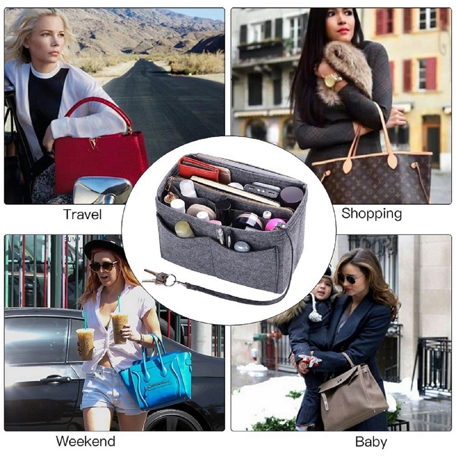 Taschenorganizer für LV Speedy Neverfull Tote – 6 Größen, Filz-Tascheneinsatz mit Reißverschluss product image 29