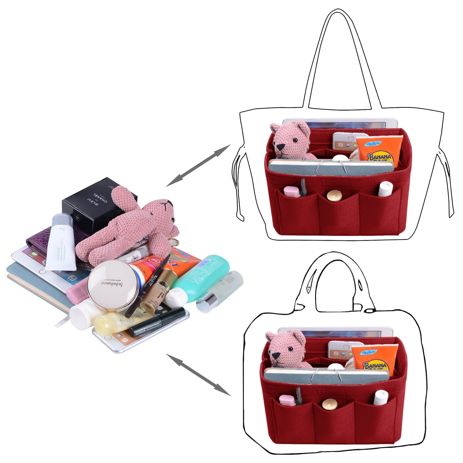 INNERBAG Taschenorganizer mit genähtem Boden für LV Speedy 35 und Neverfull MM – Groß product image 7
