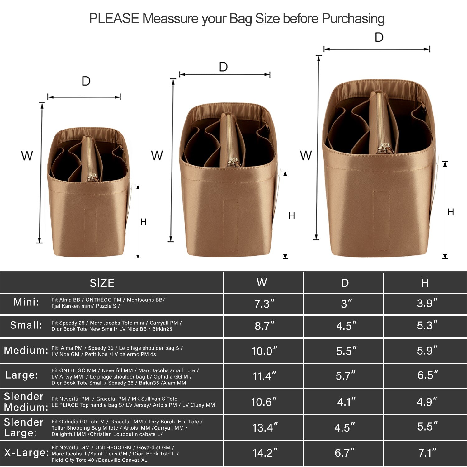 Silky Beutel-Organizer-Einsatz für Speedy, Neverfull, ONTHEGO Tote und mehr – 8 Fächer, 7 Größen product image 23
