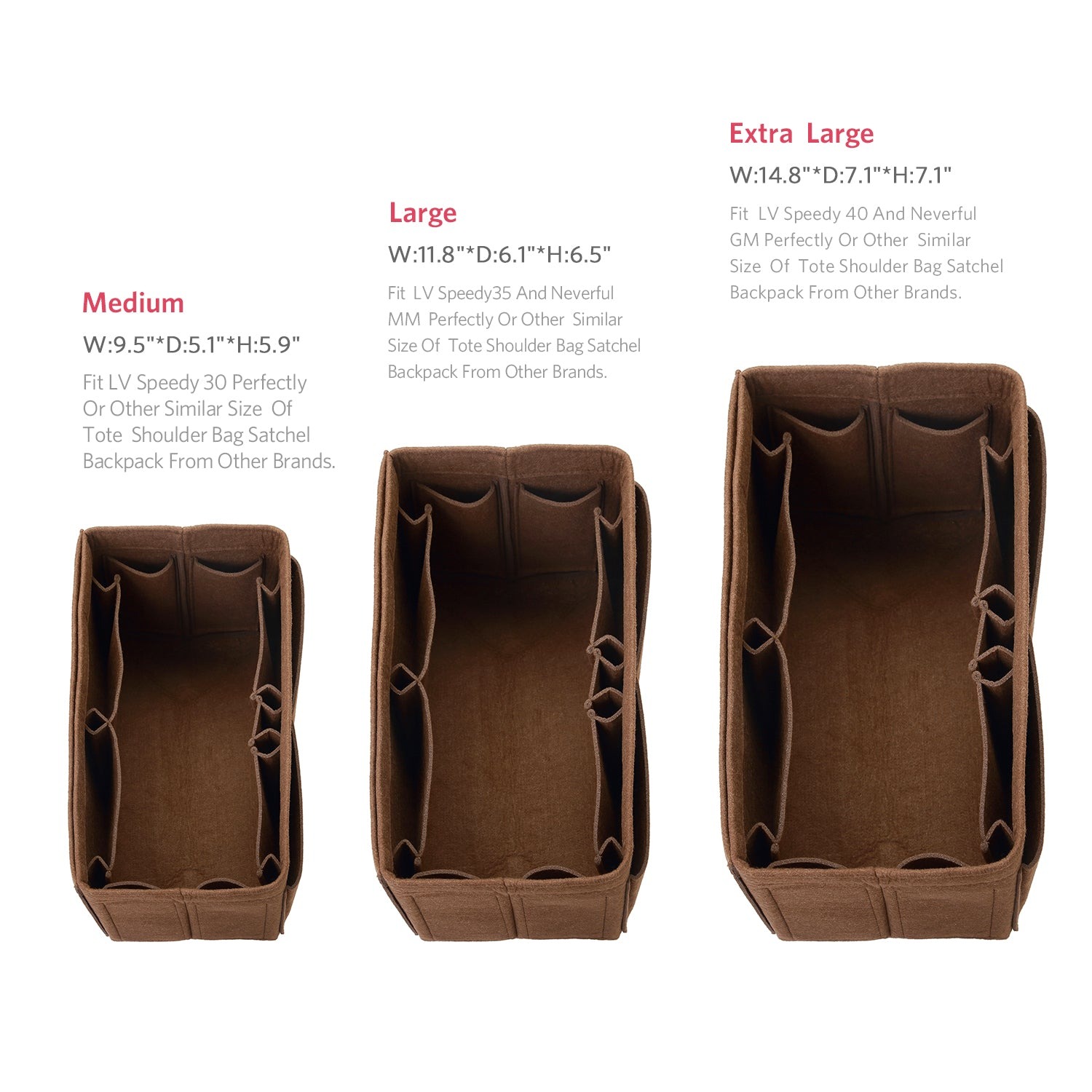 Filz Handtaschen-Organizer – Extra Large (passt für Speedy 40 / Neverfull GM) product image 37