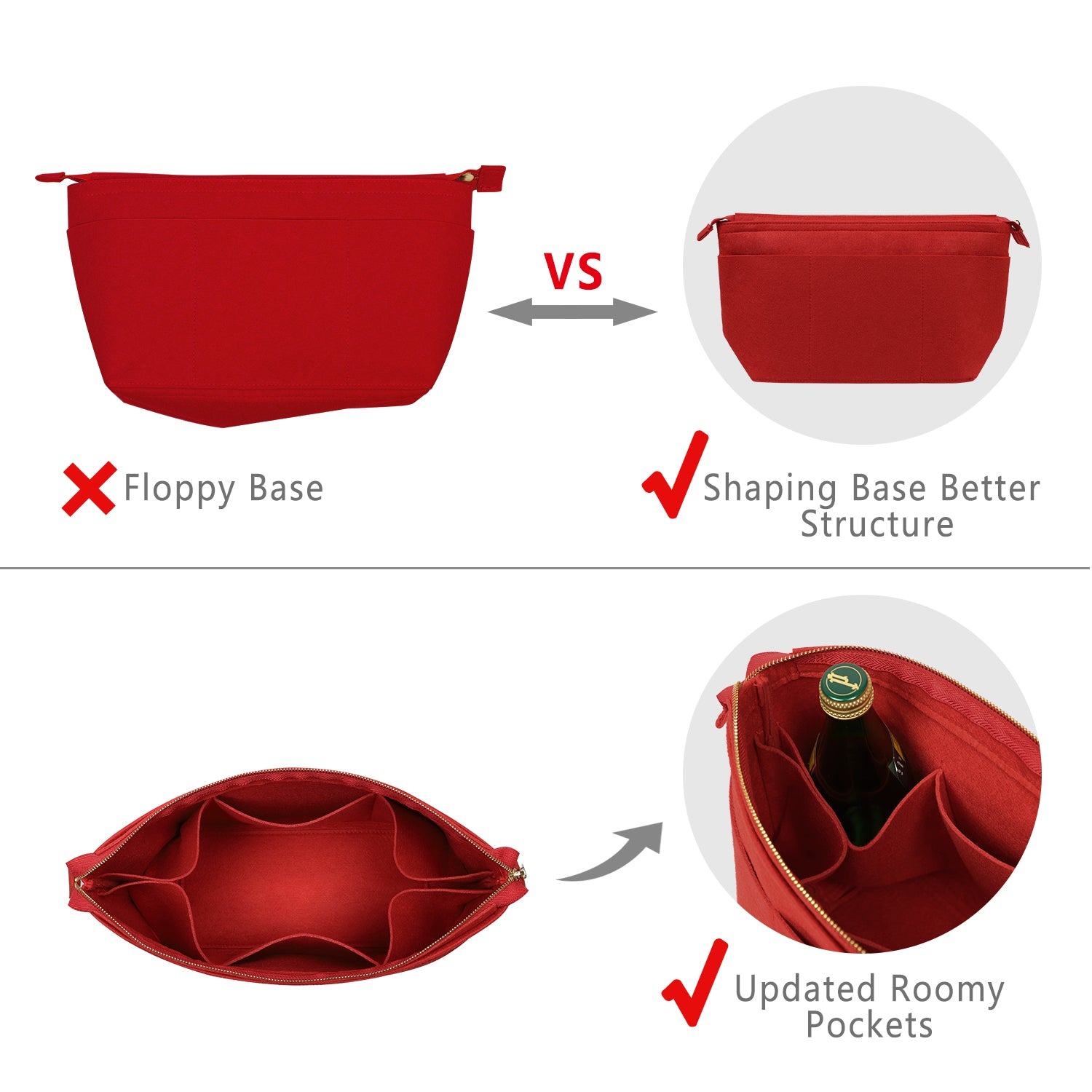 Filz-Handtaschenorganizer mit Schlüsselring-Armbändern für LV Speedy Neverfull Tote product image 9