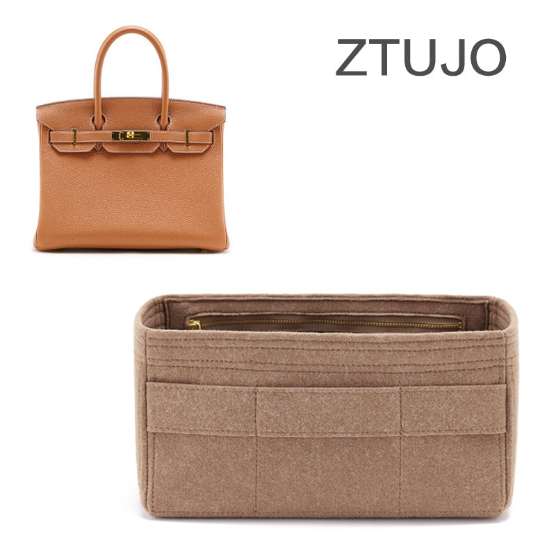 Premium Geldbörsen-Organizer für Hermes Birkin 25 / Birkin 30 / Birkin 35 Perfekt – 10 Fächer, Filz, YKK-Reißverschlüsse